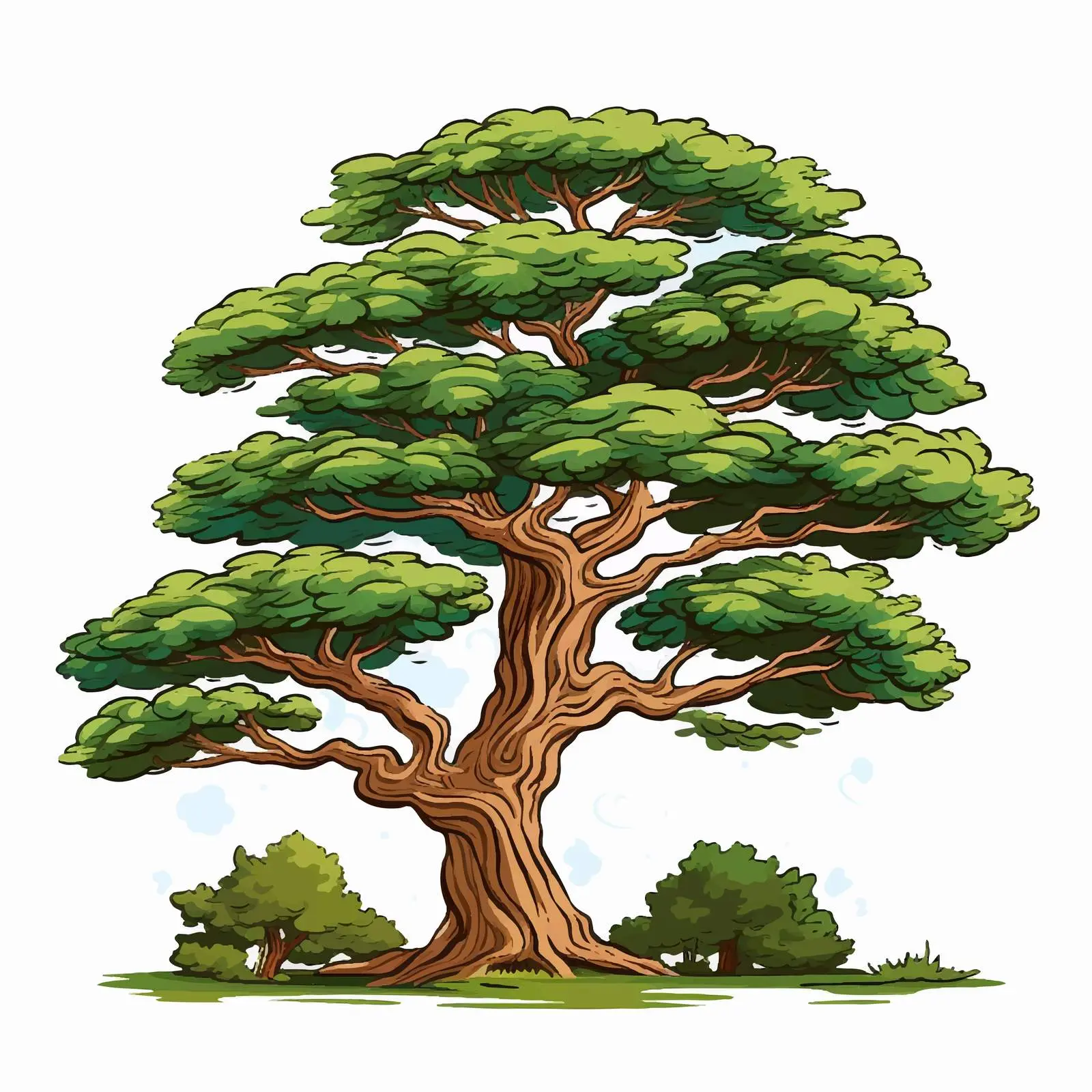 Big Pine Tree Cartoon Vector Illustration – free tree illustration image from Dotvec