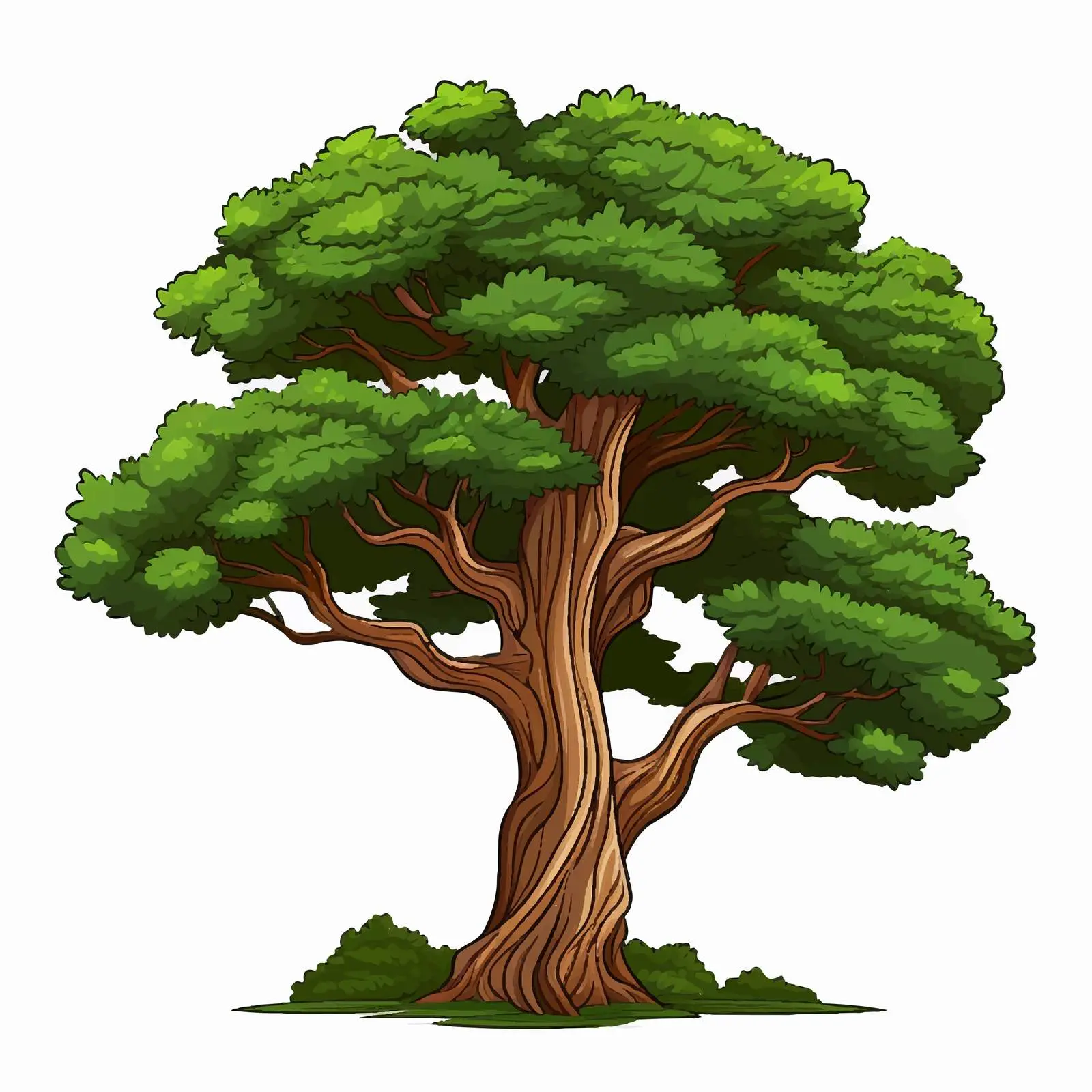Cartoon Vector Illustration of a Big Pine Tree – free tree illustration image from Dotvec