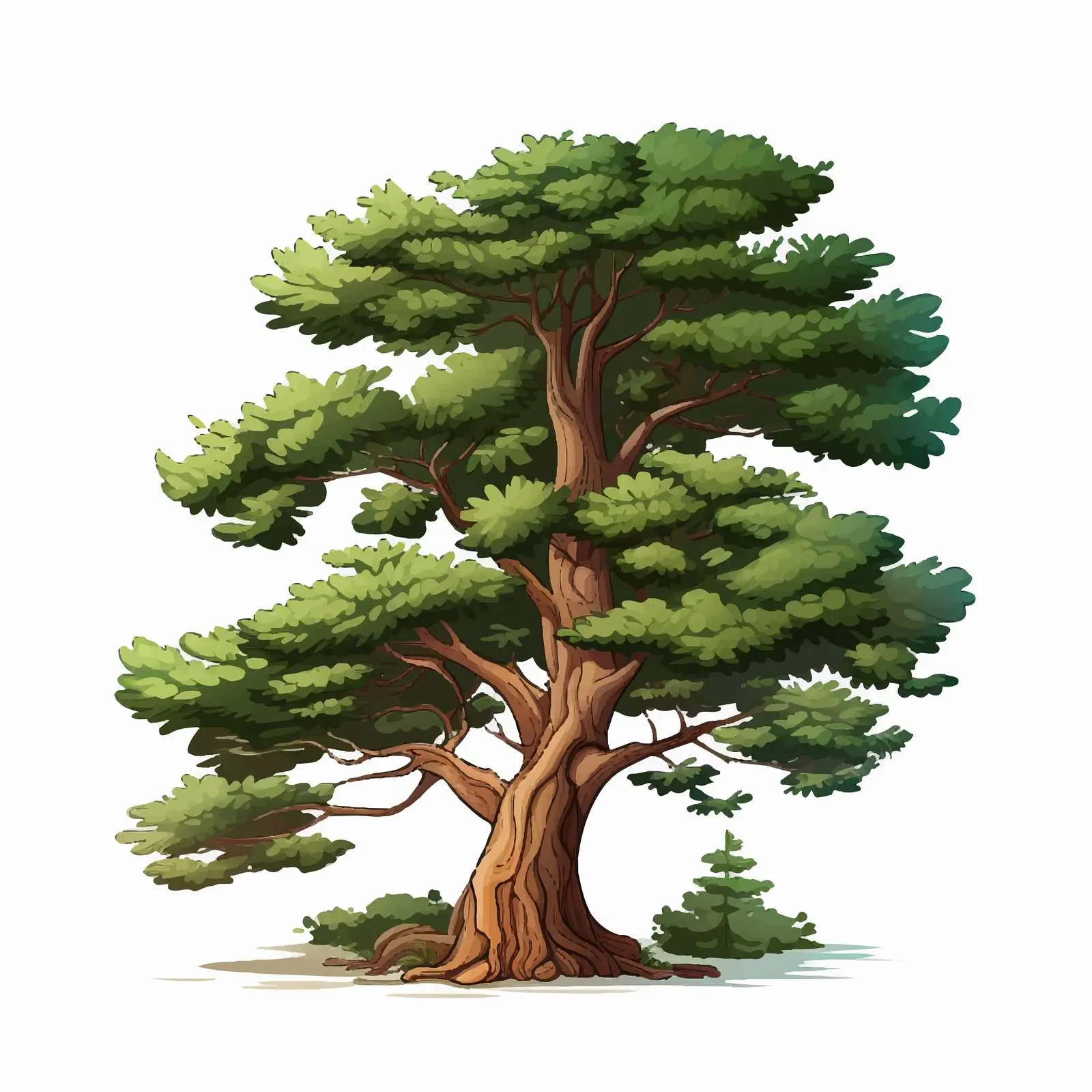 Cartoon Big Pine Tree Vector Illustration – free big tree image from Dotvec