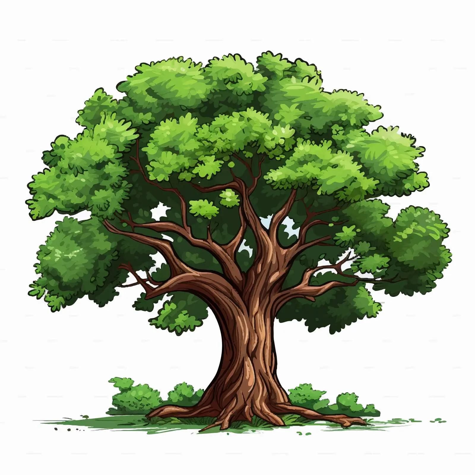 Big Tree Illustration on White Background – free tree illustration image from Dotvec