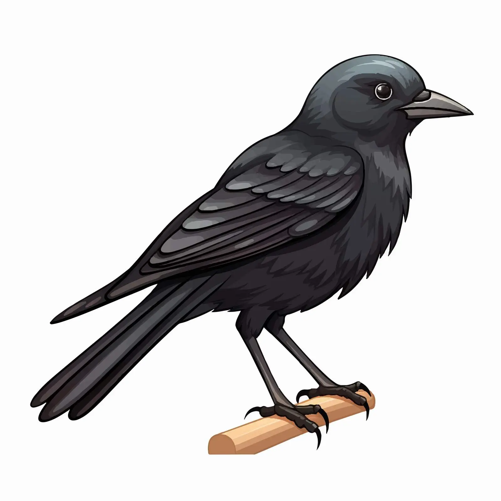 Black Bird Cartoon Vector Illustration on White — free download from Dotvec
