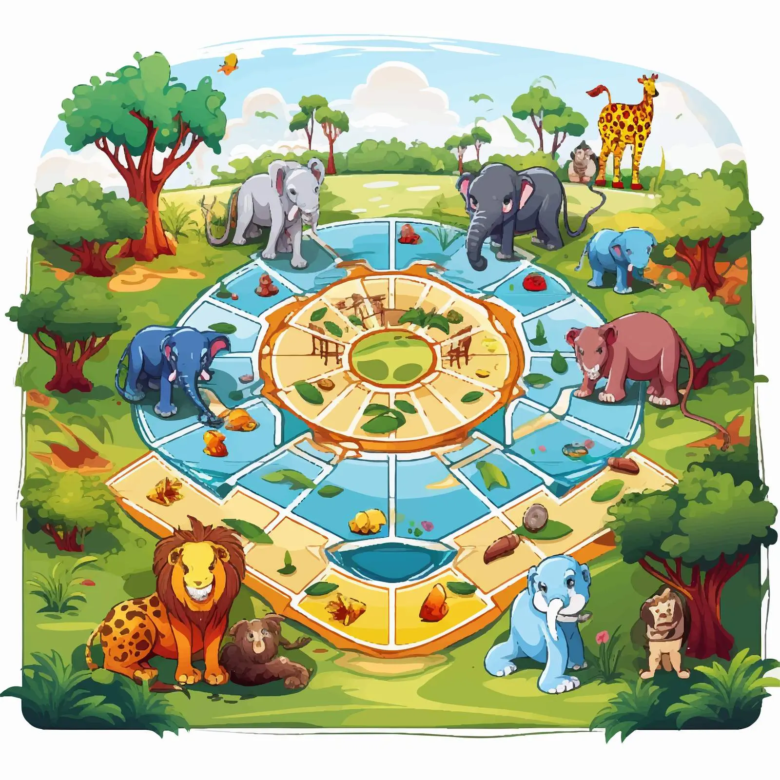 Board Game Illustration with Zoo Background — free download from Dotvec