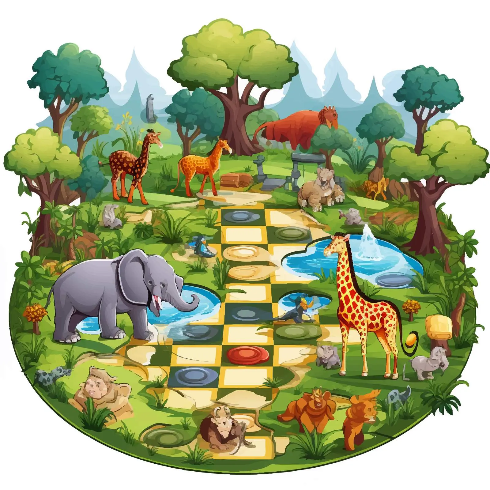 Zoo-Themed Board Game Illustration Vector – free game layout image from Dotvec