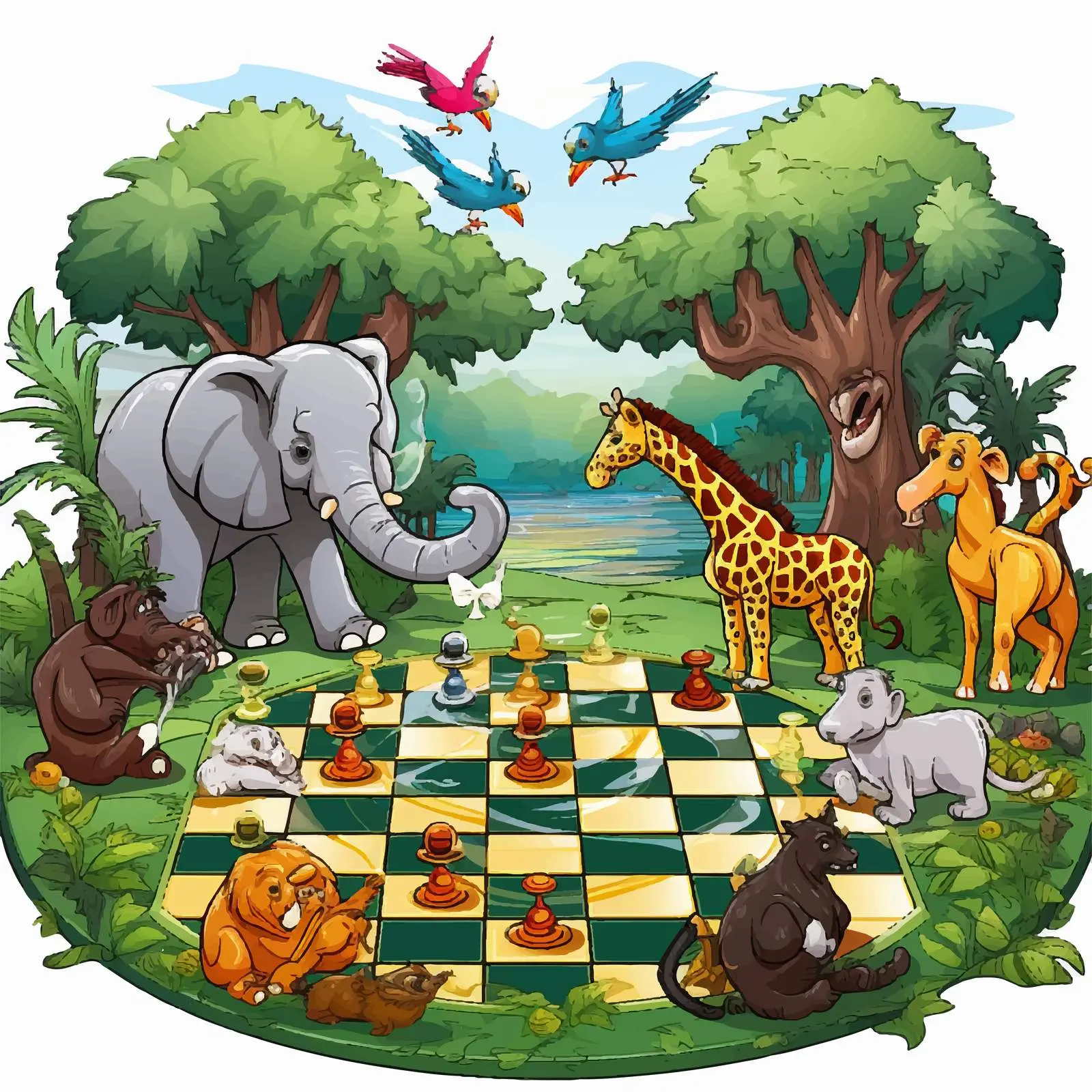 Board Game Illustration with Zoo Theme – free fun for kids image from Dotvec