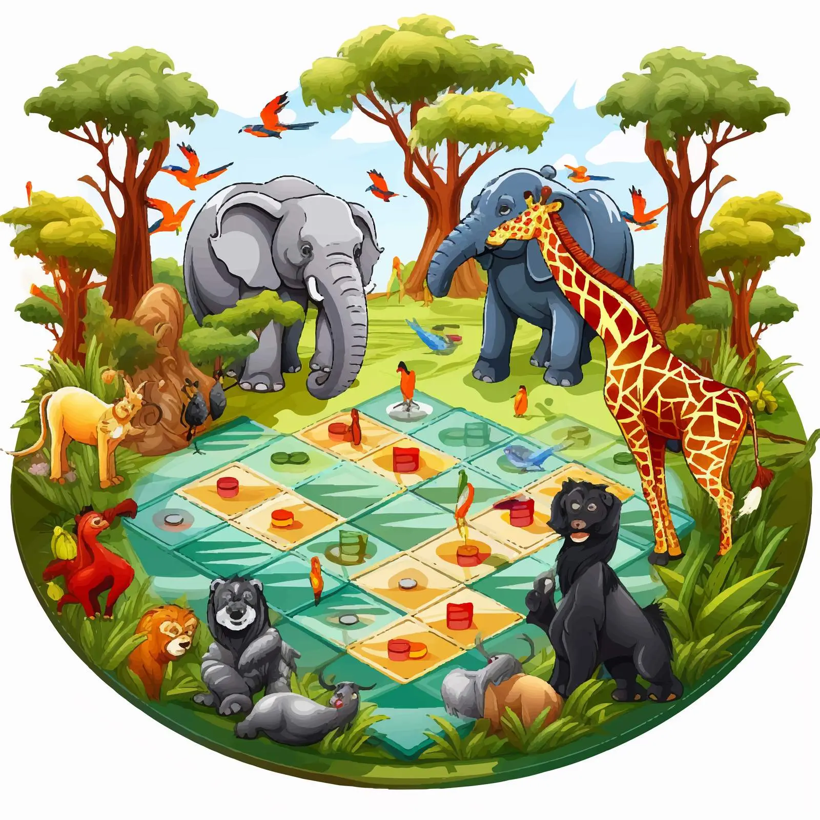 Board Game Illustration with Zoo Background — free download from Dotvec