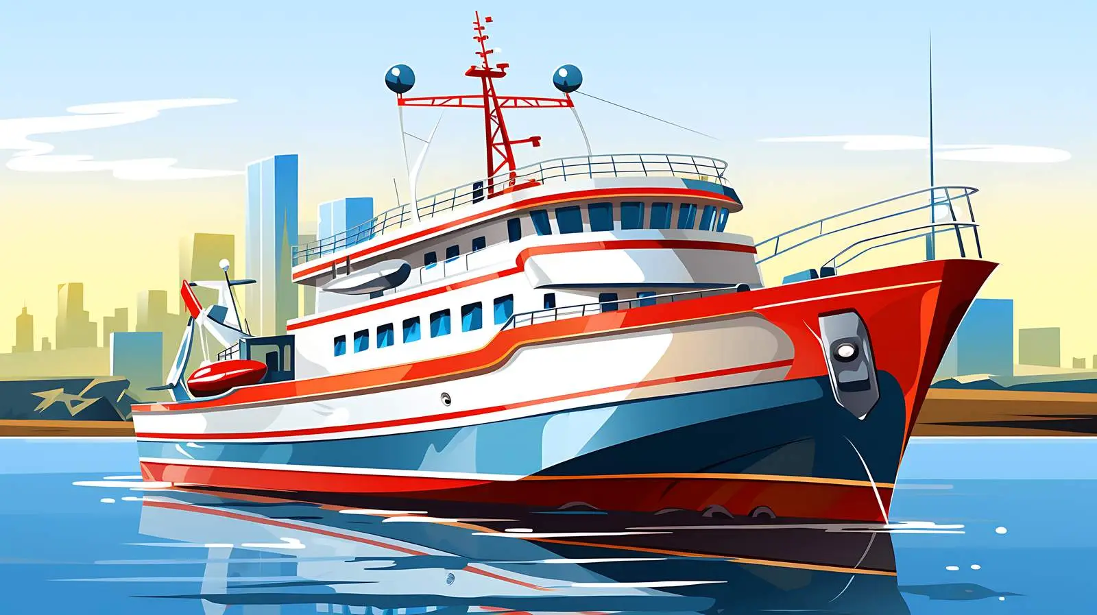 Seaport Boat Illustration Vector Stock Image — free download from Dotvec