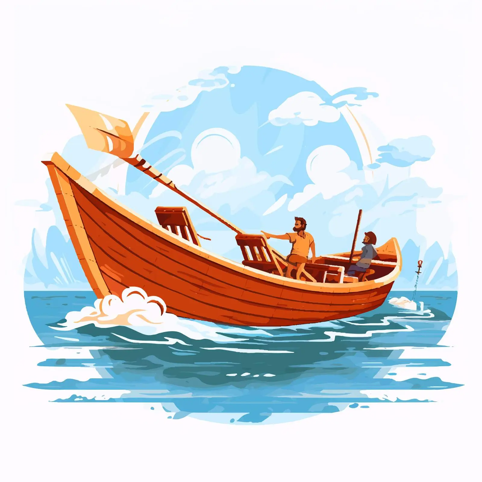 Cartoon Vector of a Rowing Boat — free download from Dotvec