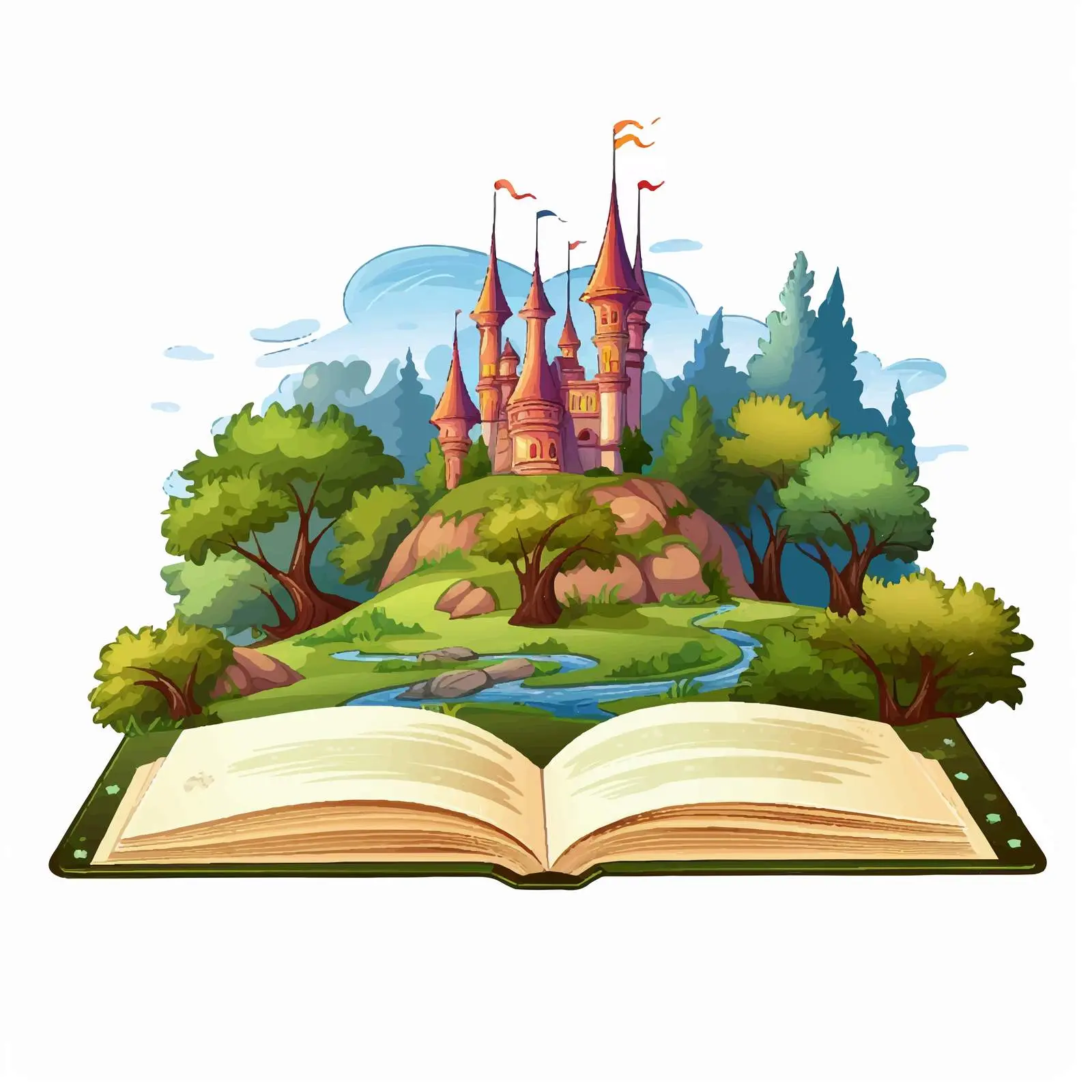 Book Illustration Featuring Forest Castle – free storybook character image from Dotvec