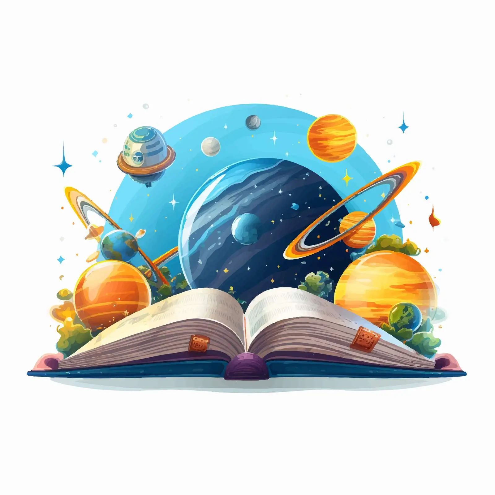 Book Illustration of Spaceship and Plane — free download from Dotvec