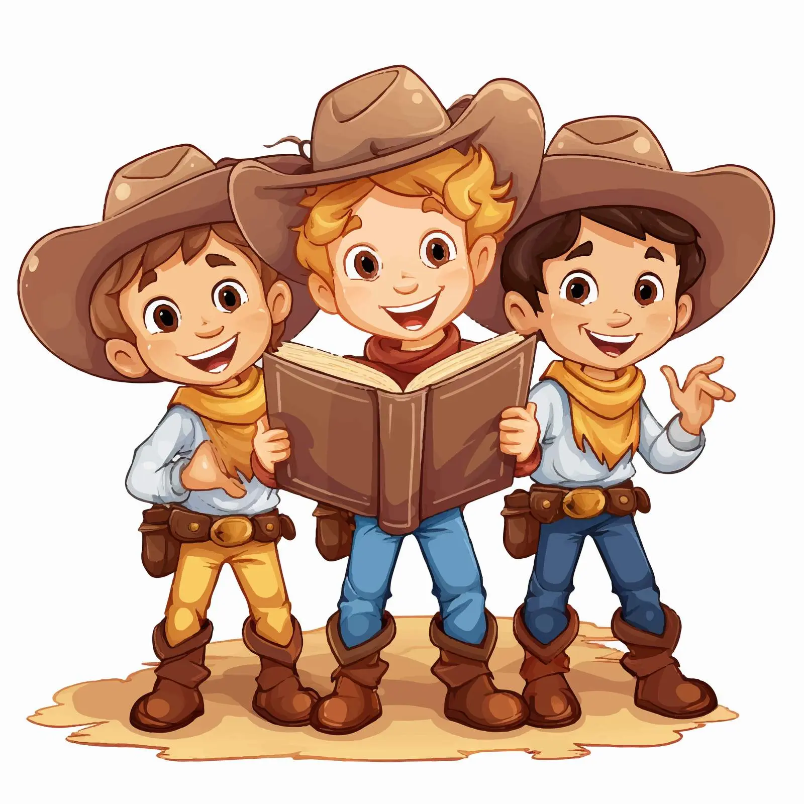Book Illustration Featuring Three Cowboys — free download from Dotvec