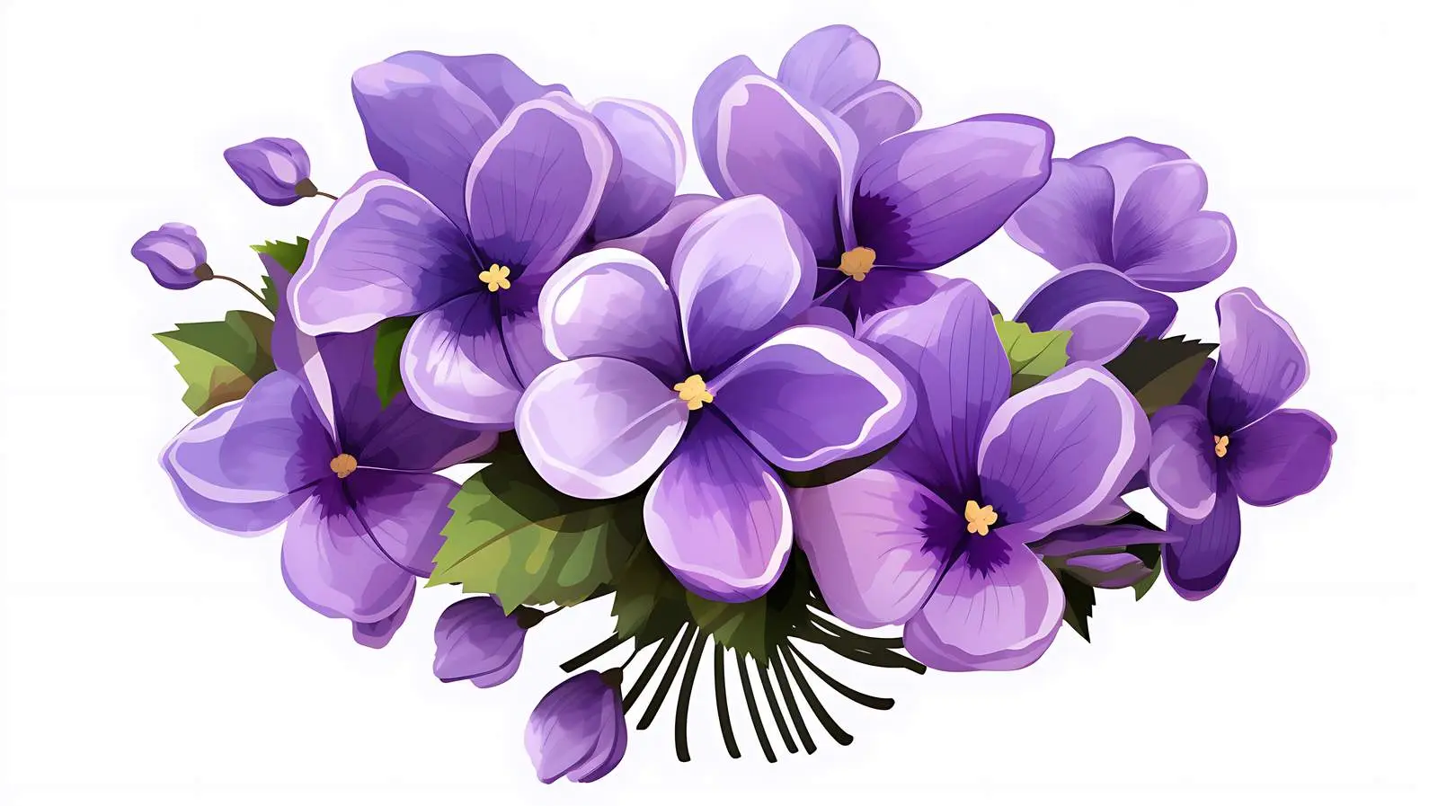 Violet Flowers Bouquet on White Background — free download from Dotvec
