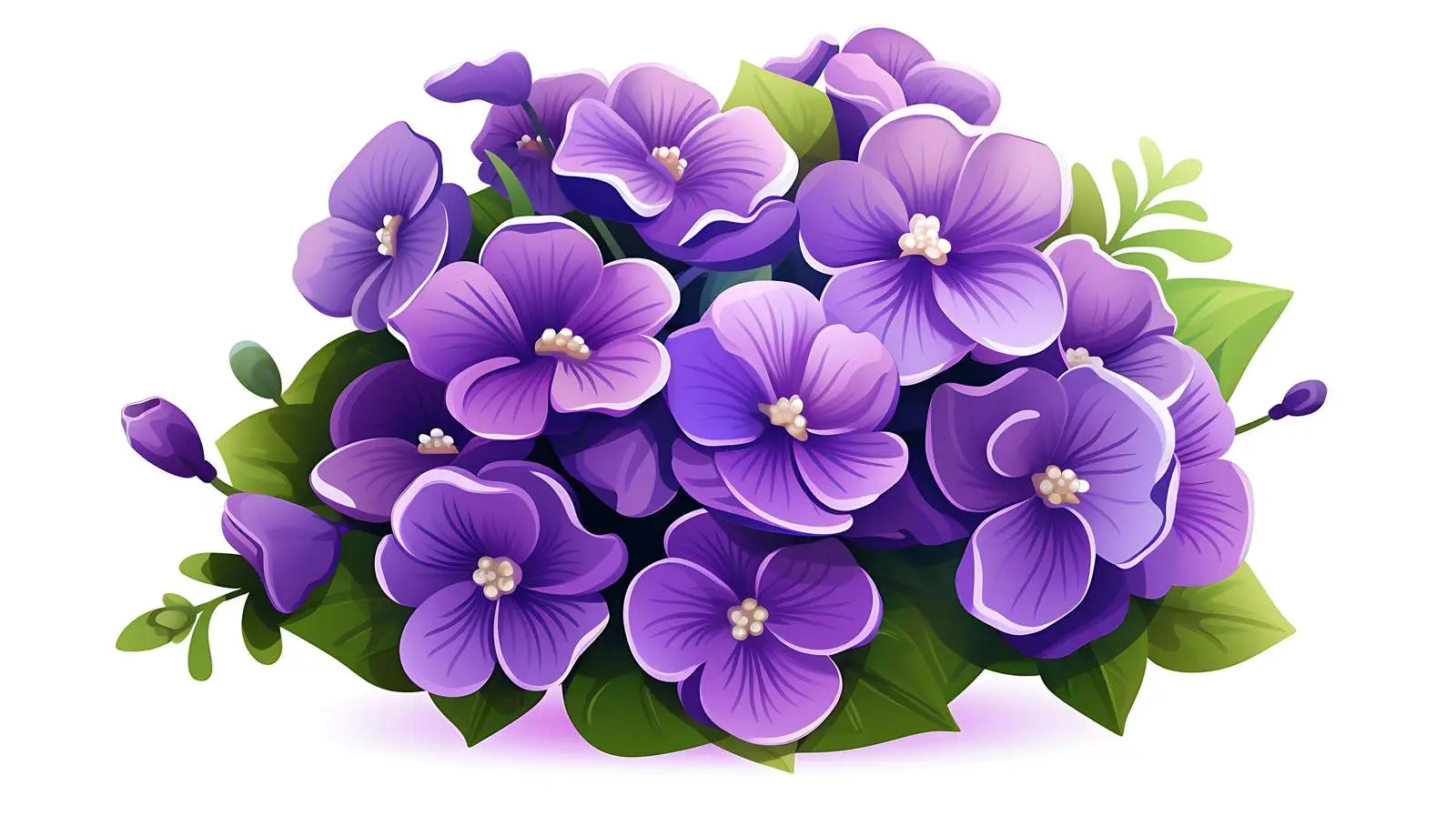Violet Flowers Bouquet on White Background — free download from Dotvec
