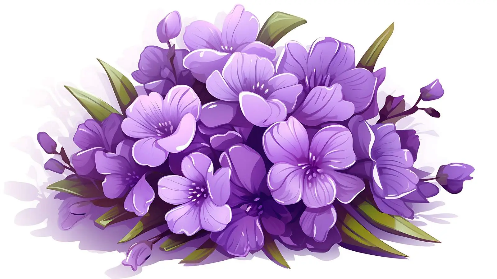 Violet Flowers Bouquet on White Illustration — free download from Dotvec