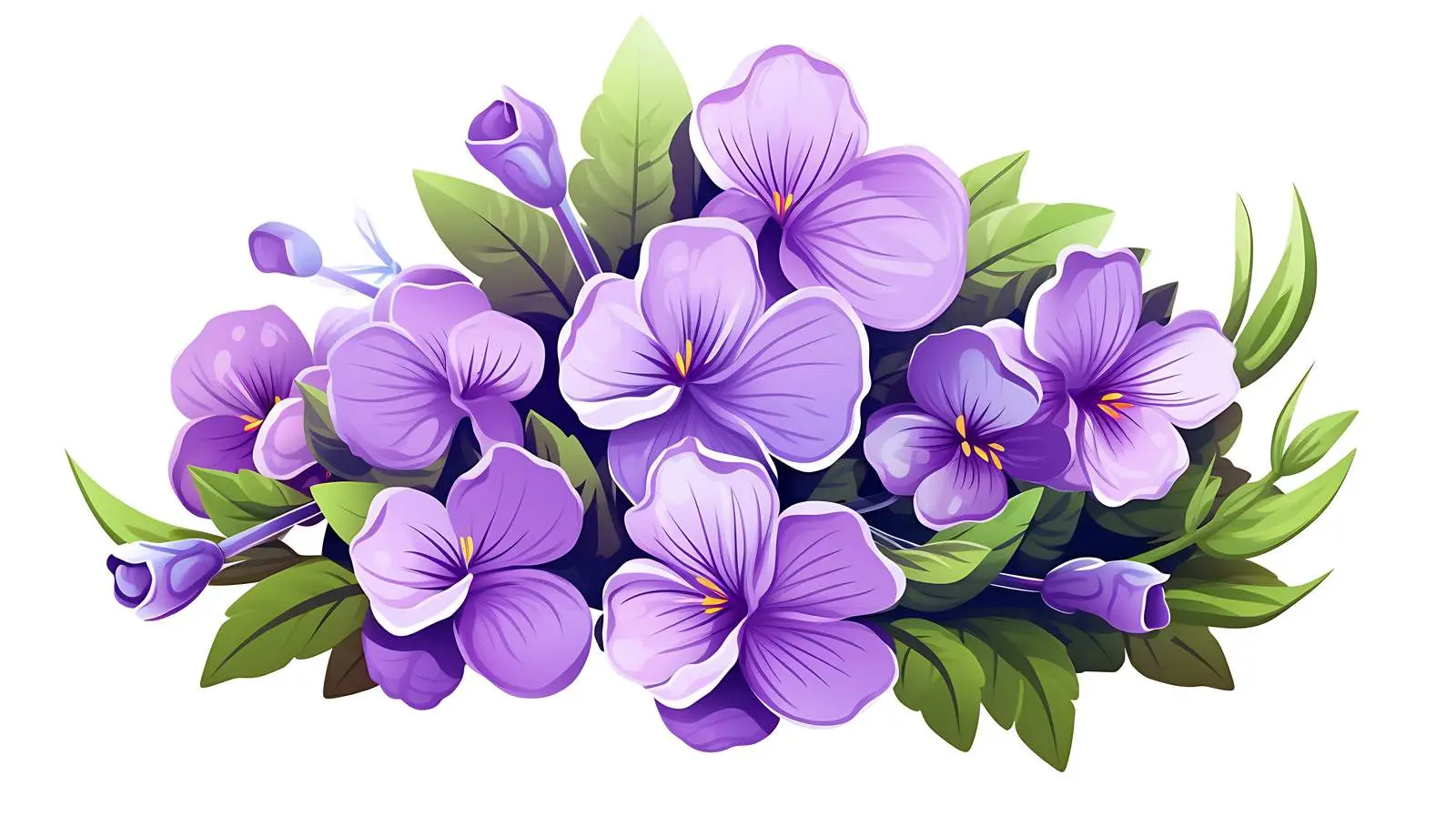 Violet Flowers Bouquet on White Background — free download from Dotvec