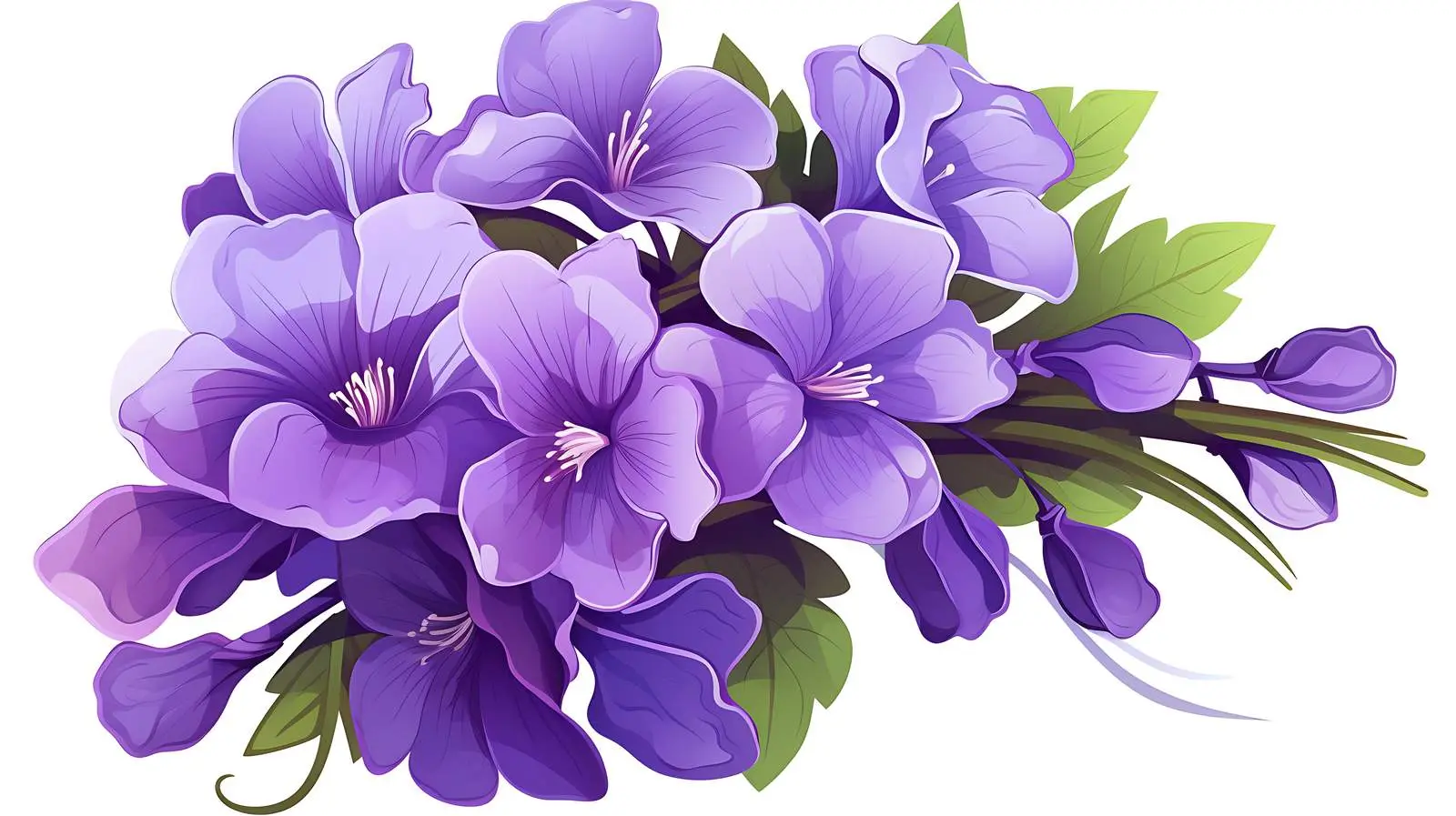 Violet Flowers Bouquet on White Background — free download from Dotvec