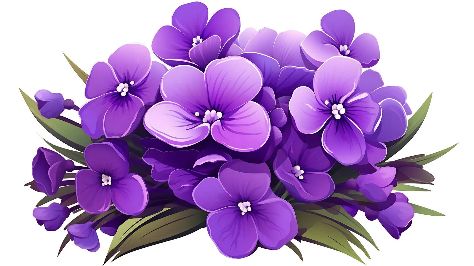 Violet Flowers Bouquet on White Illustration — free download from Dotvec