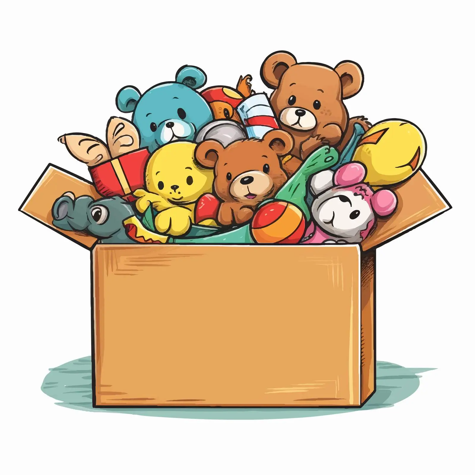 Box of Colorful Toys on White Background — free download from Dotvec