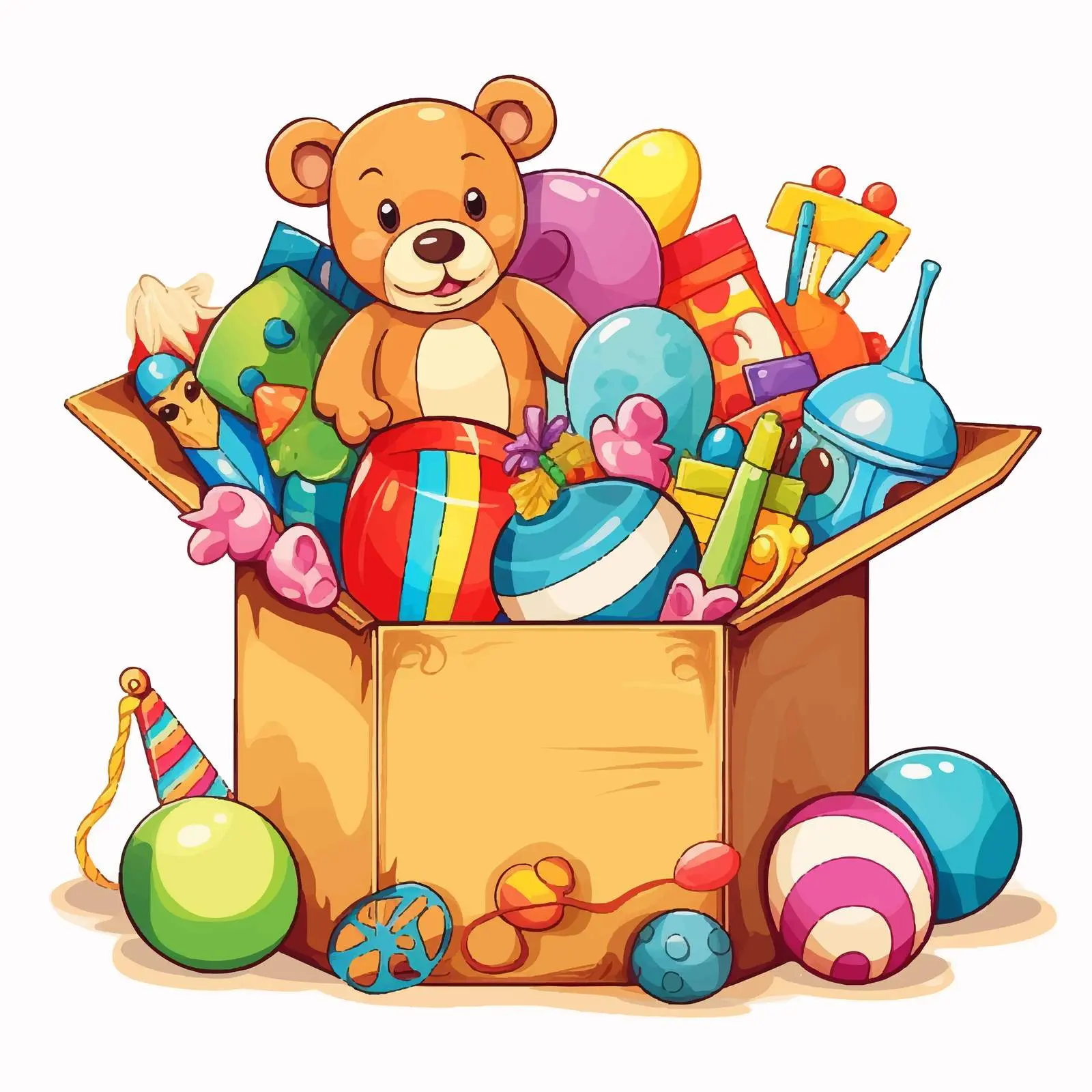 Colorful Box of Toys on White Background — free download from Dotvec