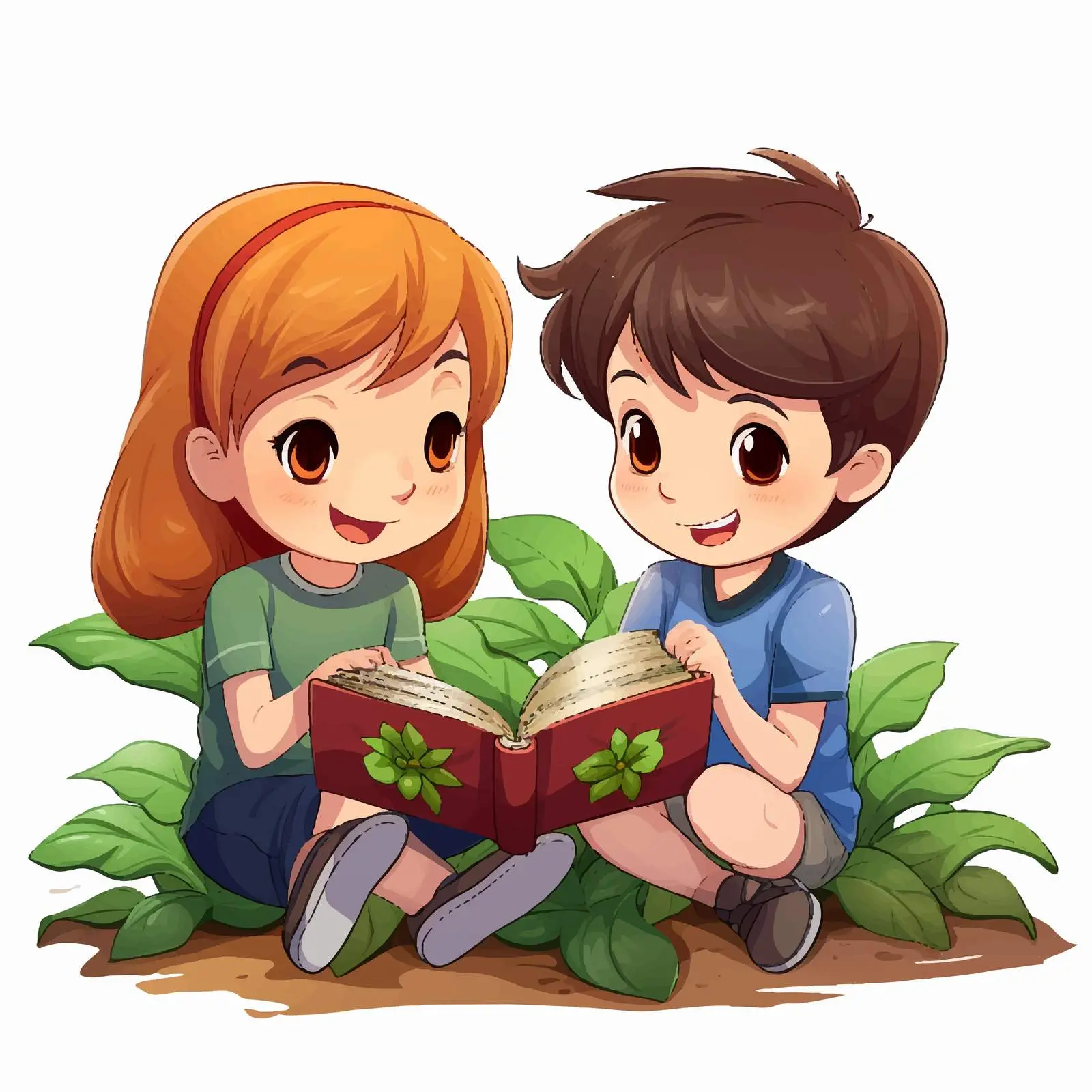 Children Studying a Plant Illustration Vector — free download from Dotvec