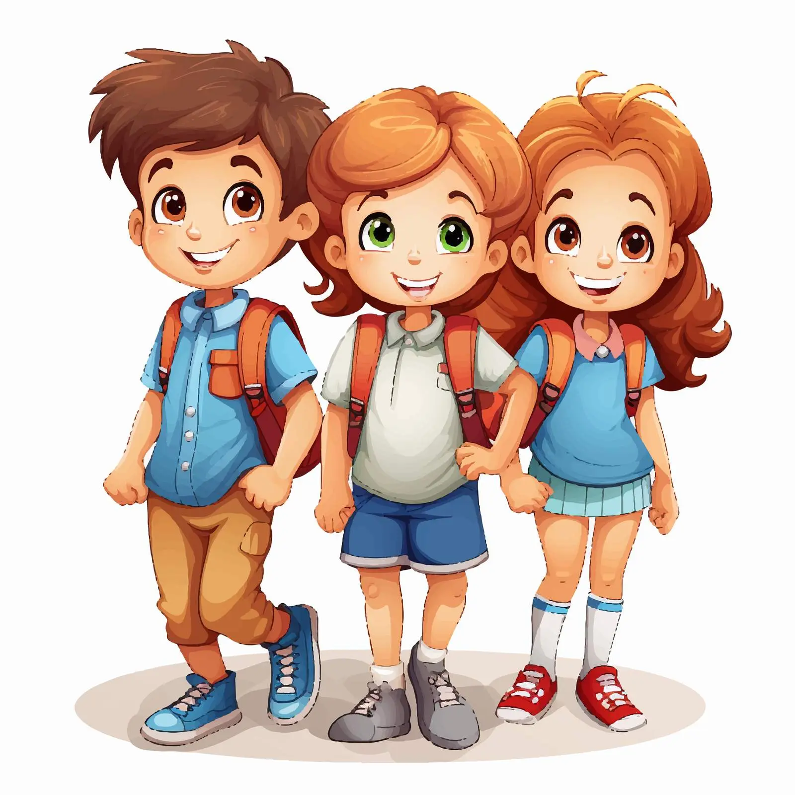 Boy and Girls Vector Illustration on White Background — free download from Dotvec