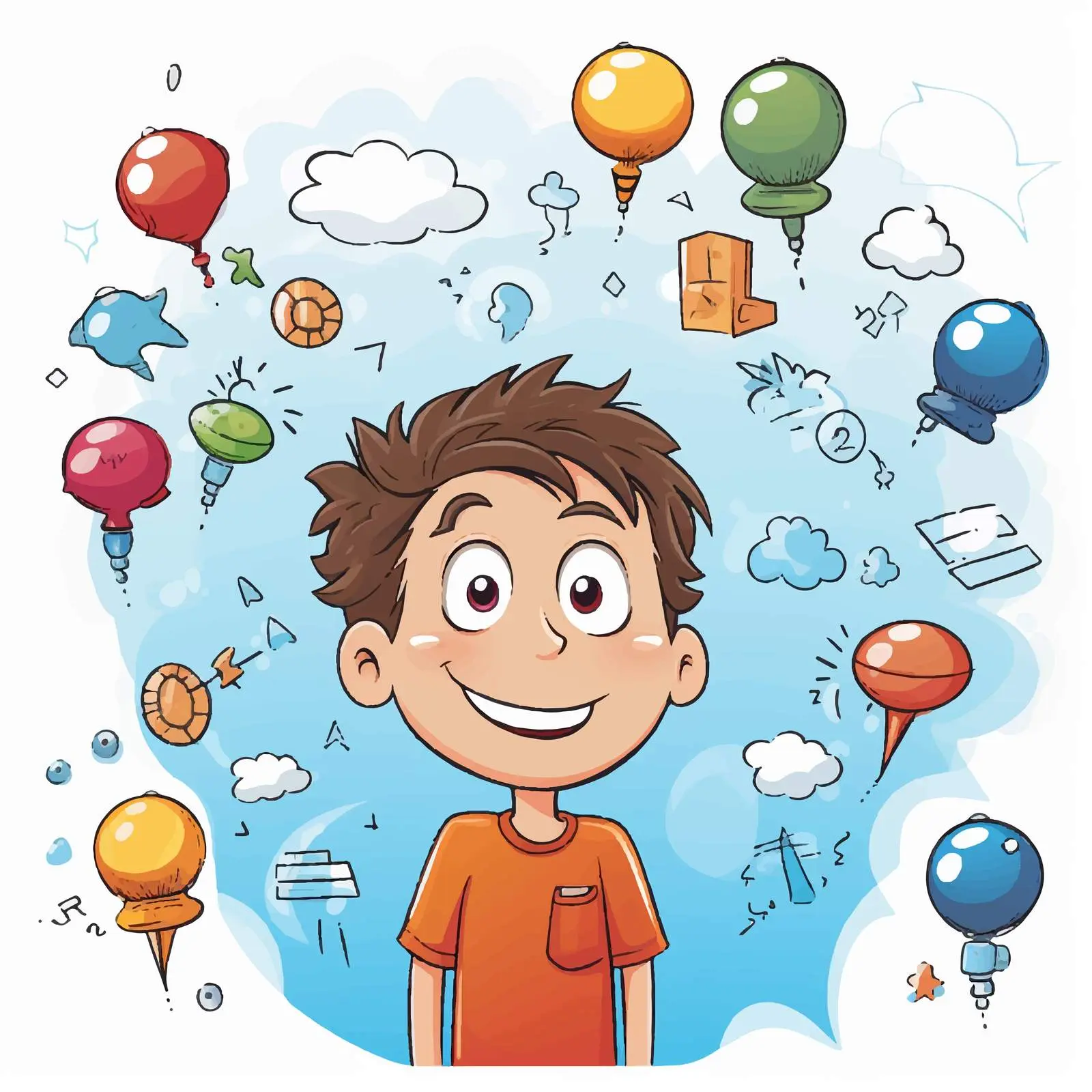 Boy with Callout Shapes Vector Illustration — free download from Dotvec