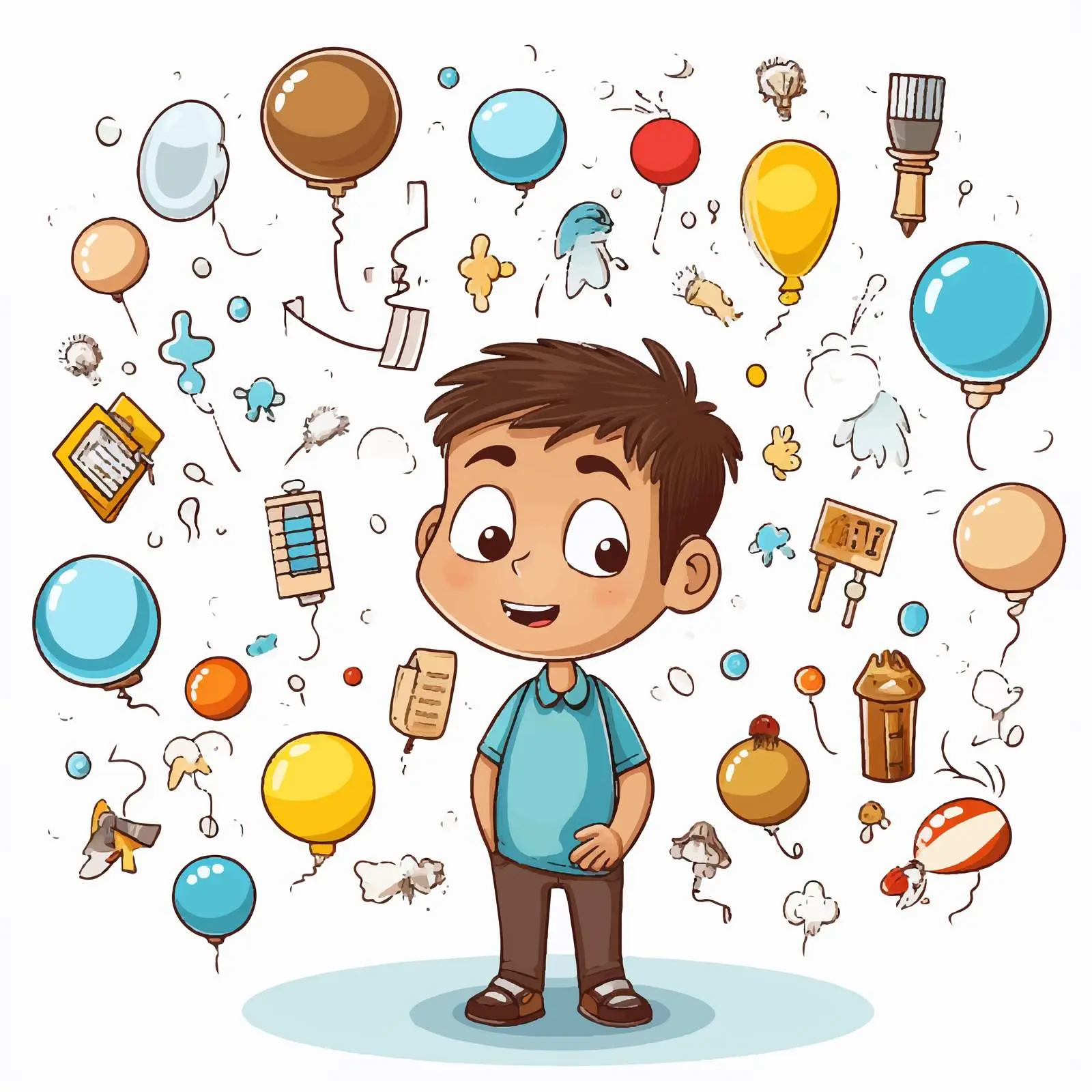 Boy with Various Callout Shapes Illustration — free download from Dotvec