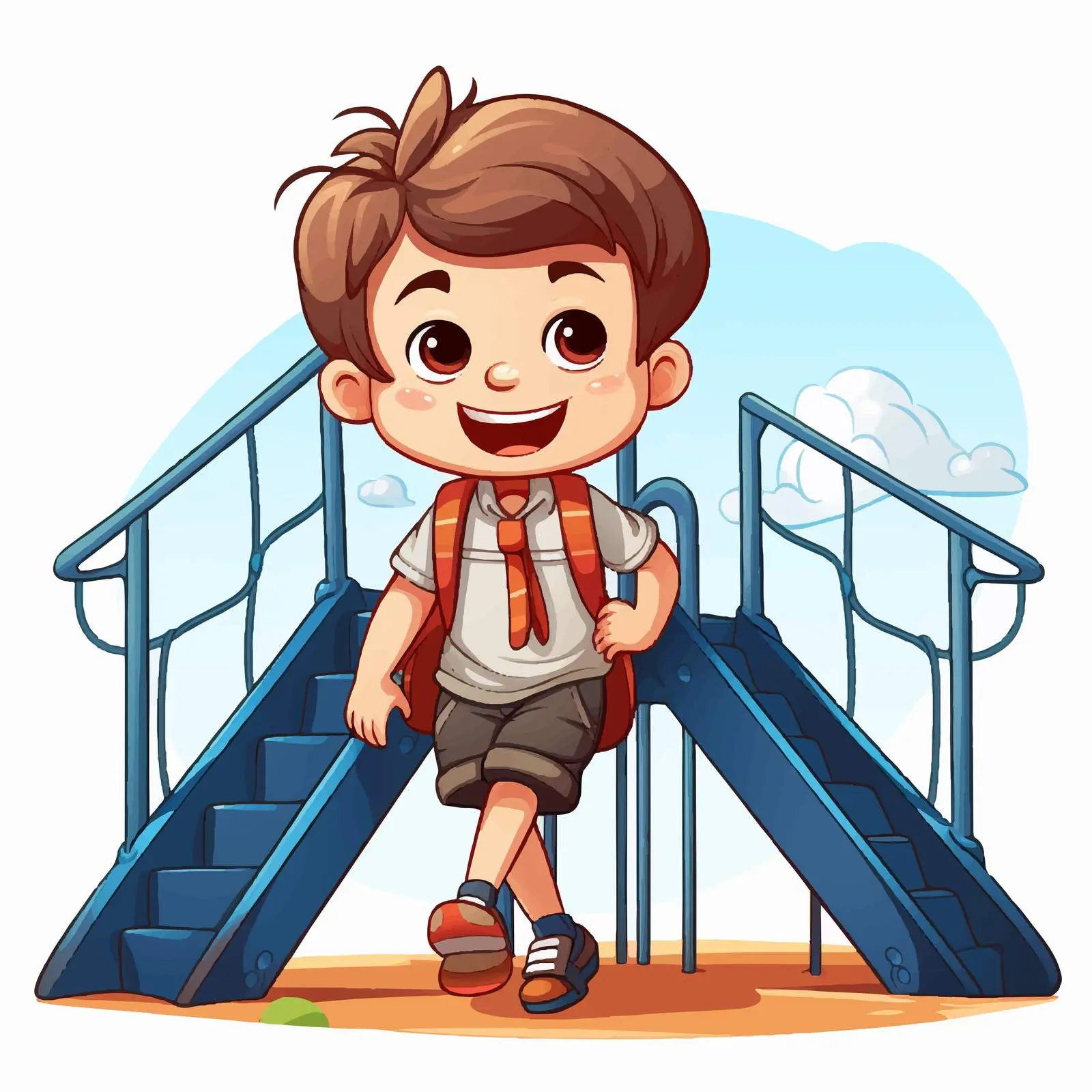 Boy Playing at School Playground Vector Illustration — free download from Dotvec