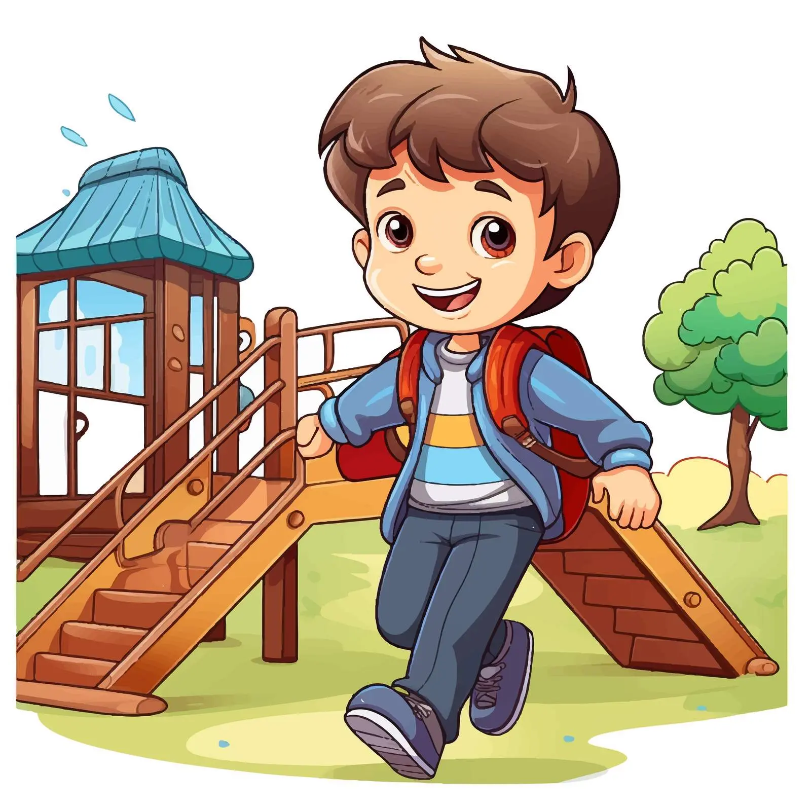 Boy Playing at School Playground Vector Illustration — free download from Dotvec