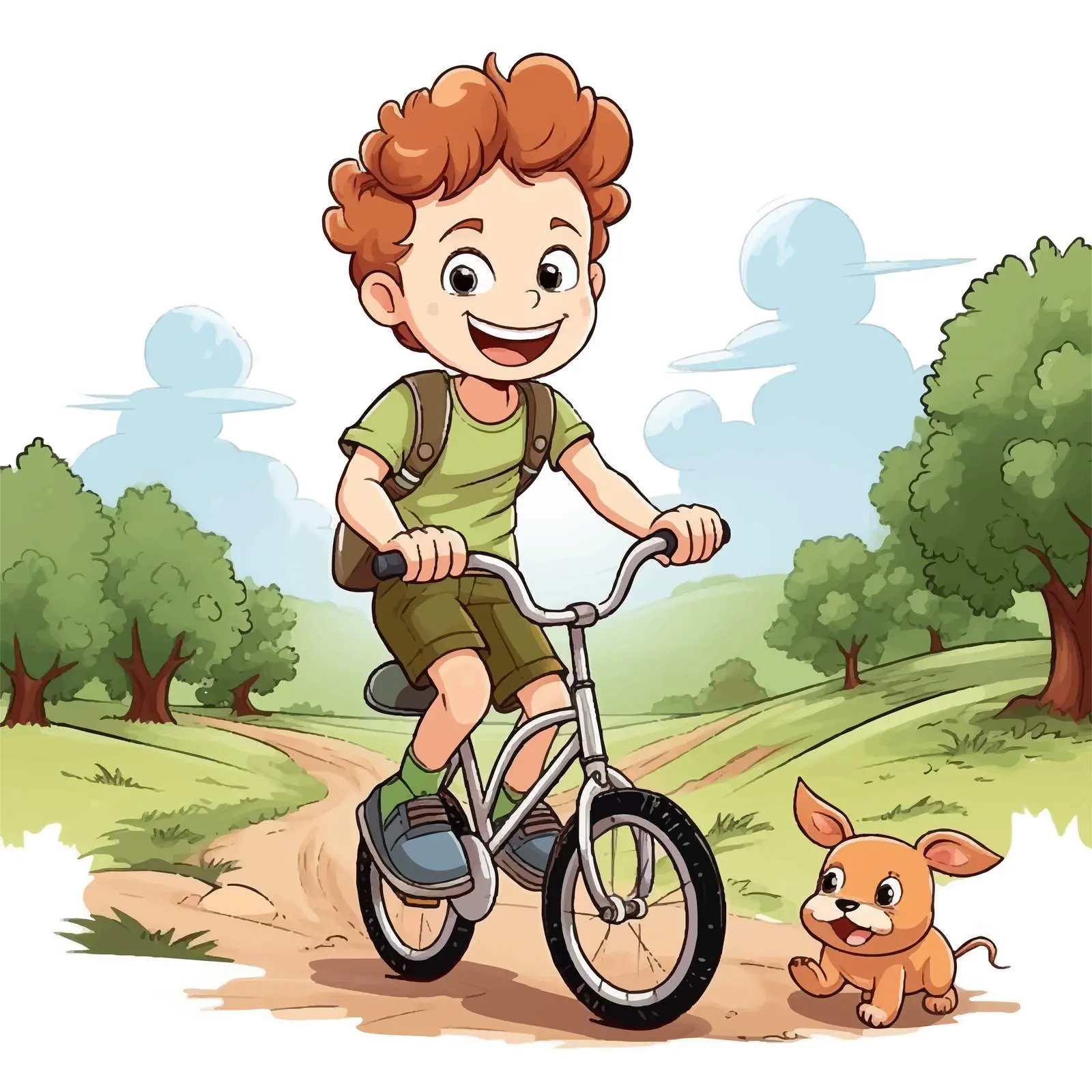 Boy Biking to the Farm Vector Illustration — free download from Dotvec