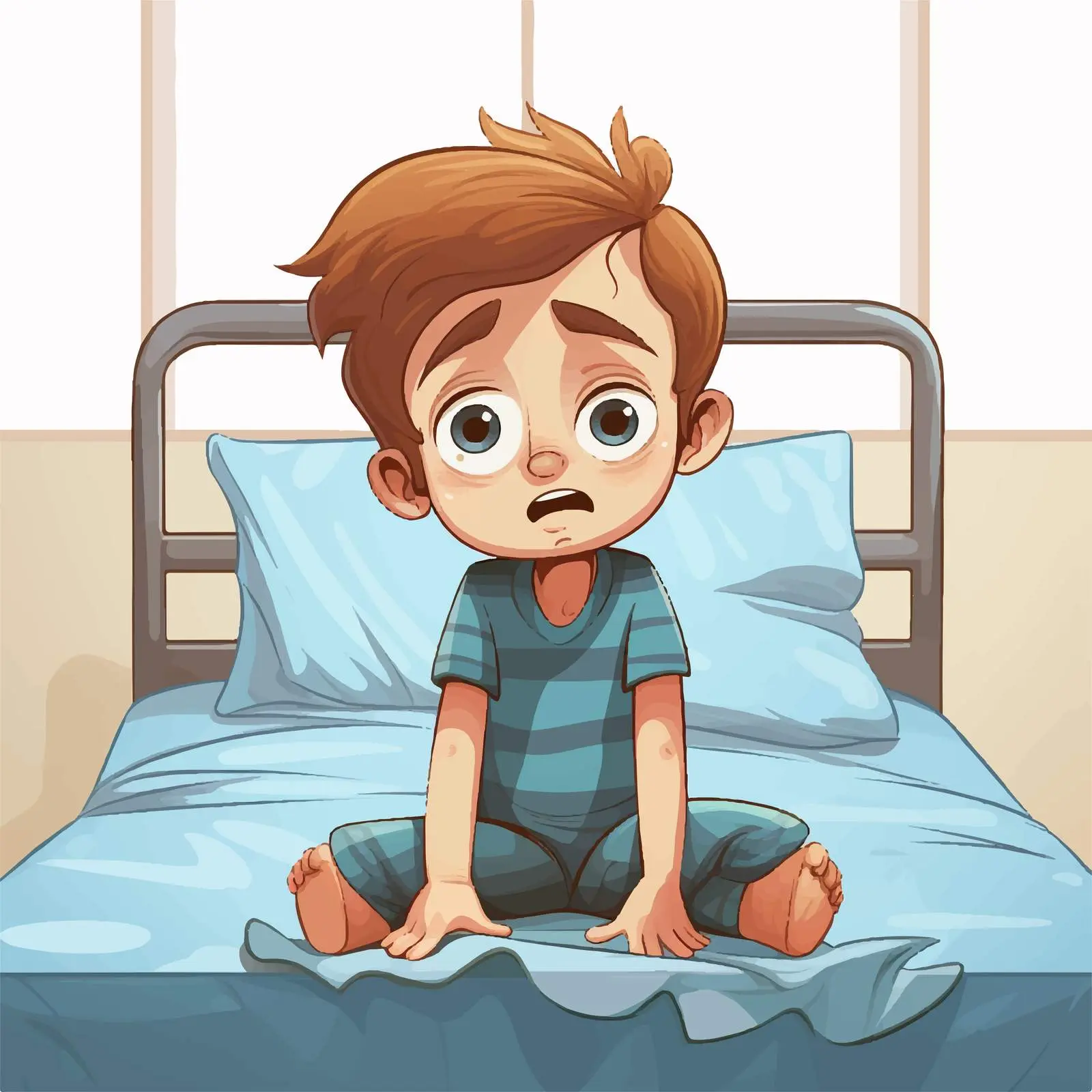 Crying Boy in Hospital Vector Illustration — free download from Dotvec