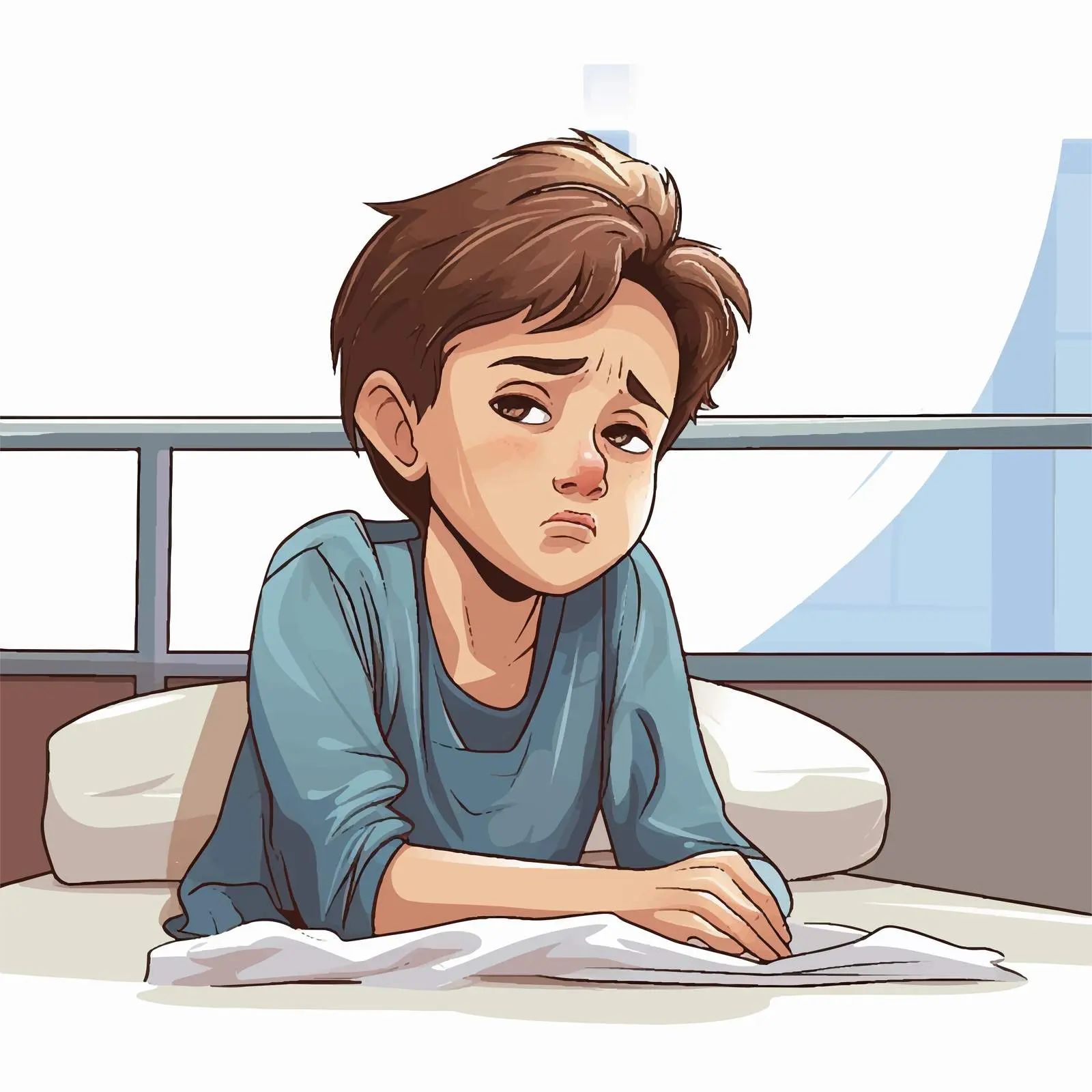 Crying Boy in Hospital Vector Illustration — free download from Dotvec