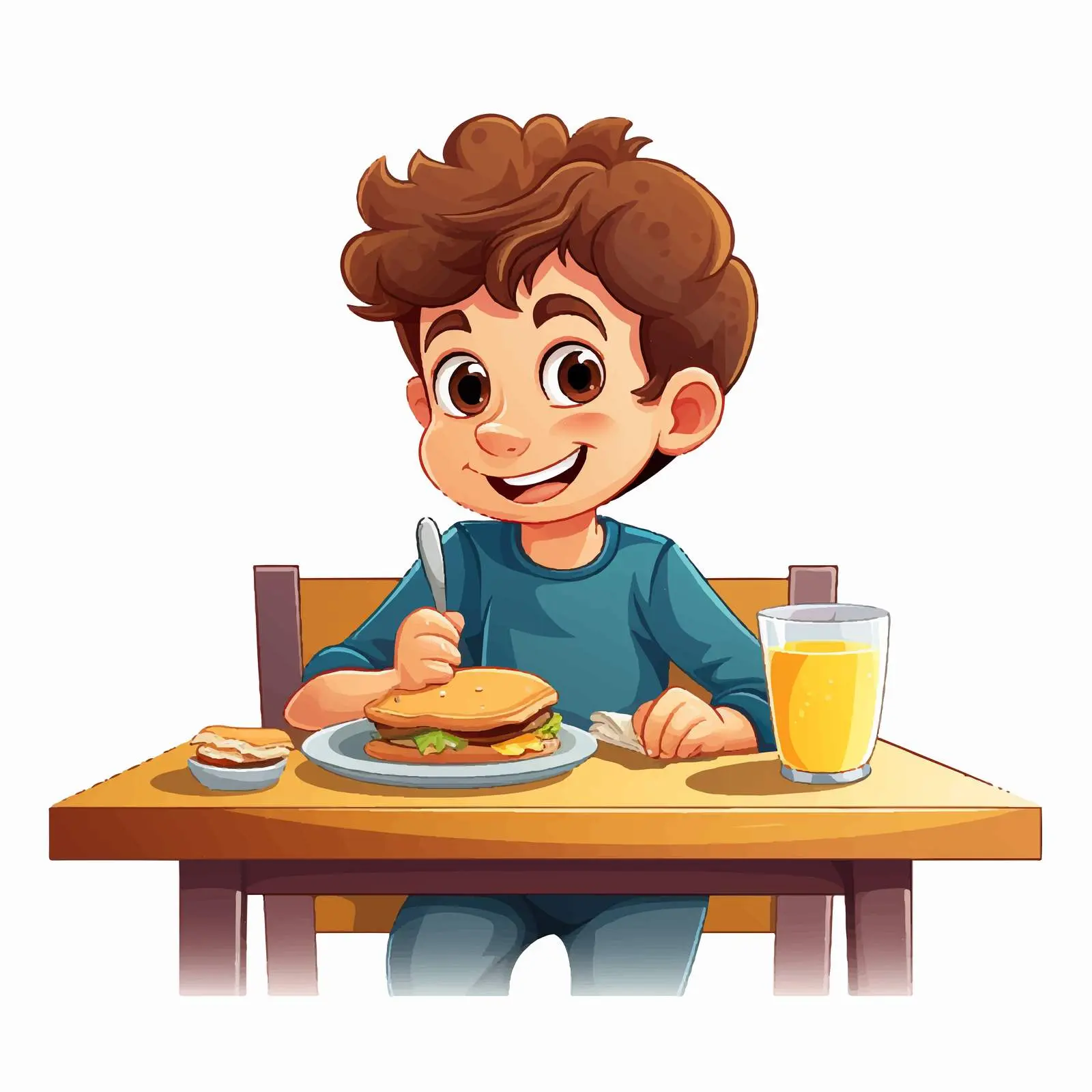 Boy Enjoying Breakfast at a Table — free download from Dotvec