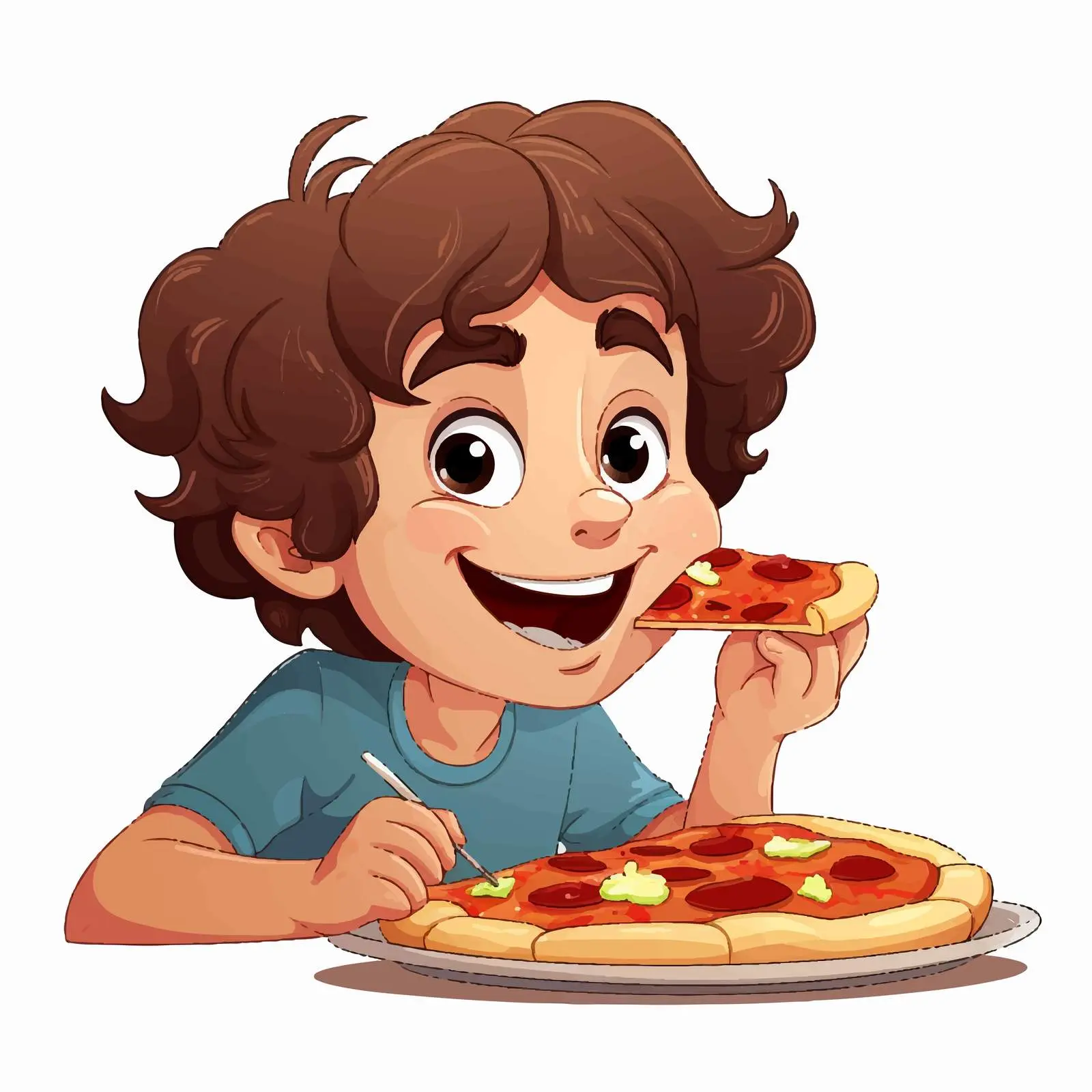 Boy Enjoying Pizza on White Background — free download from Dotvec