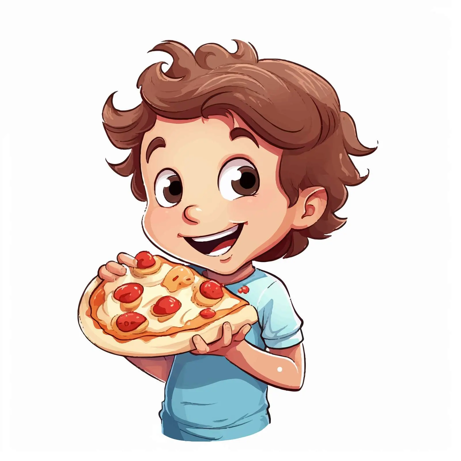 Boy Enjoying Pizza on a White Background — free download from Dotvec