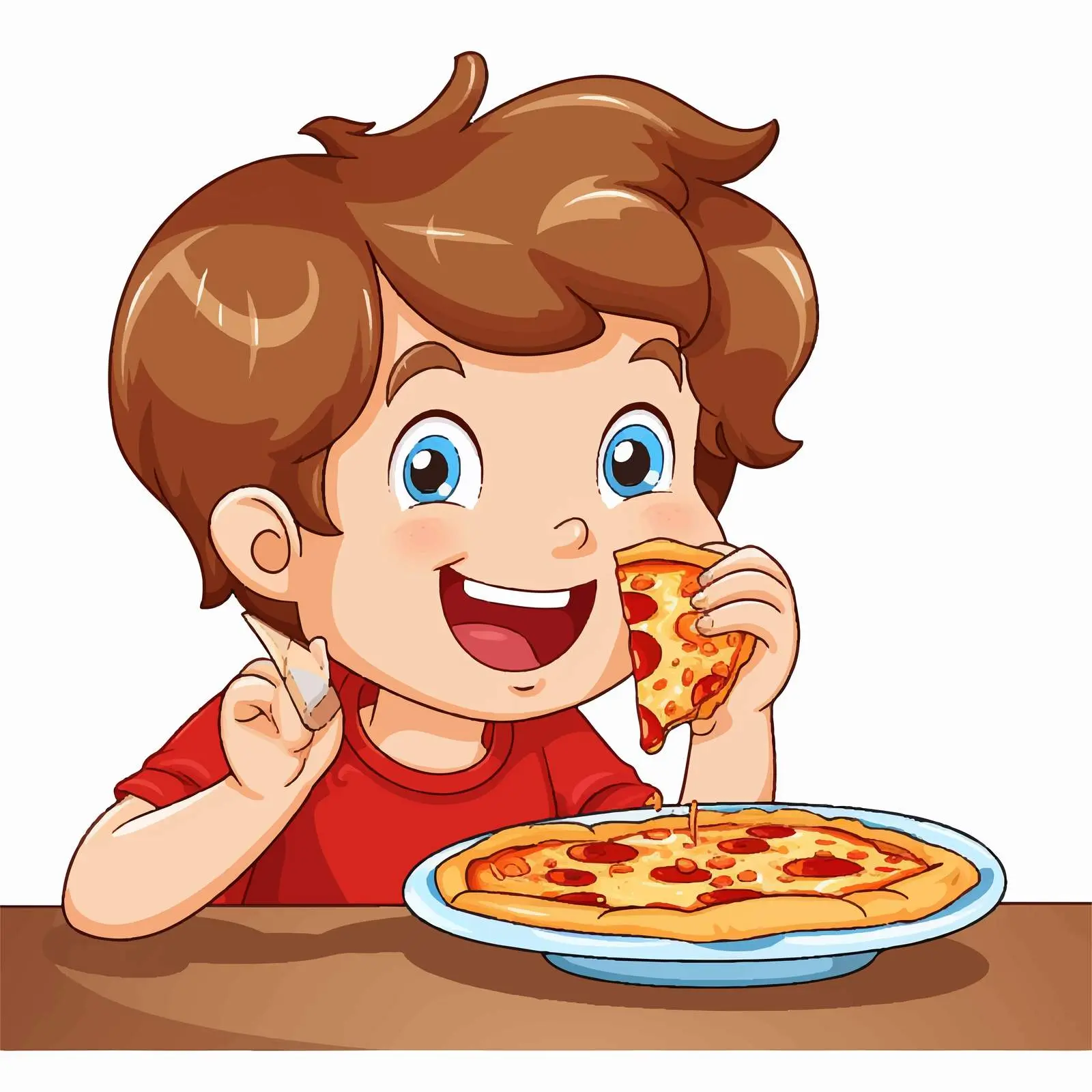 Boy Enjoying Pizza on White Background — free download from Dotvec