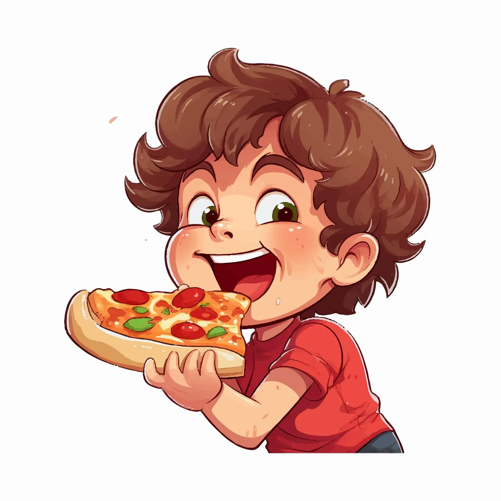 Boy Enjoying Pizza on White Background – free pizza slice image from Dotvec