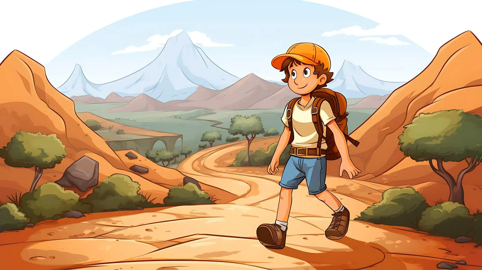 Boy Heading to Hills Illustration — free download from Dotvec