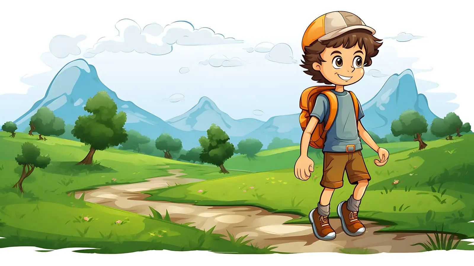 Boy Heading to Hills Illustration — free download from Dotvec