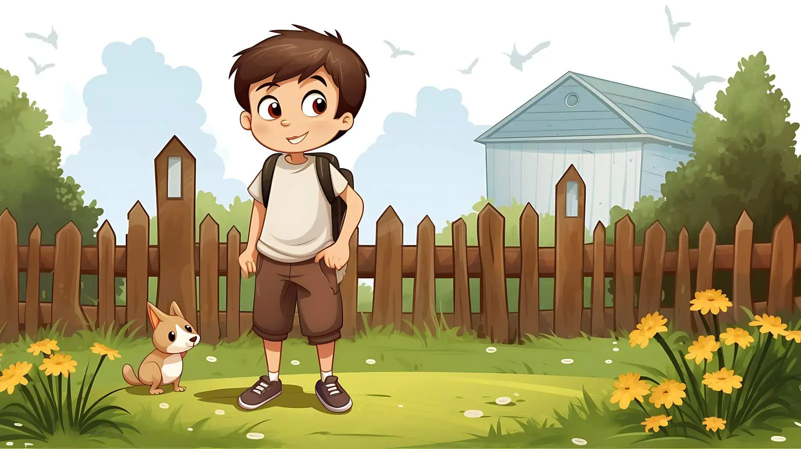 Boy Playing Outdoors Illustration — free download from Dotvec