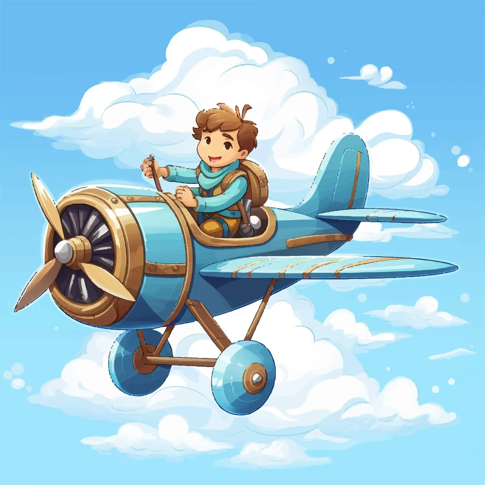 Boy Flying on Aircraft in the Sky — free download from Dotvec