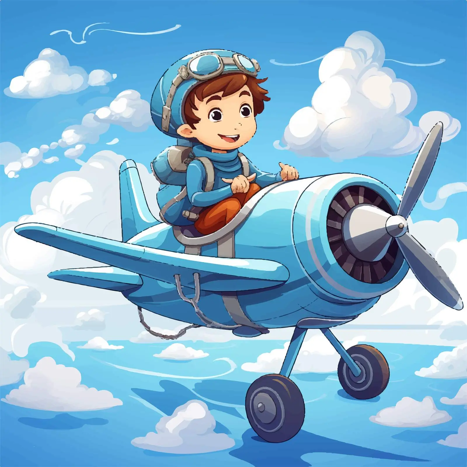 Boy Flying on Aircraft in the Sky — free download from Dotvec