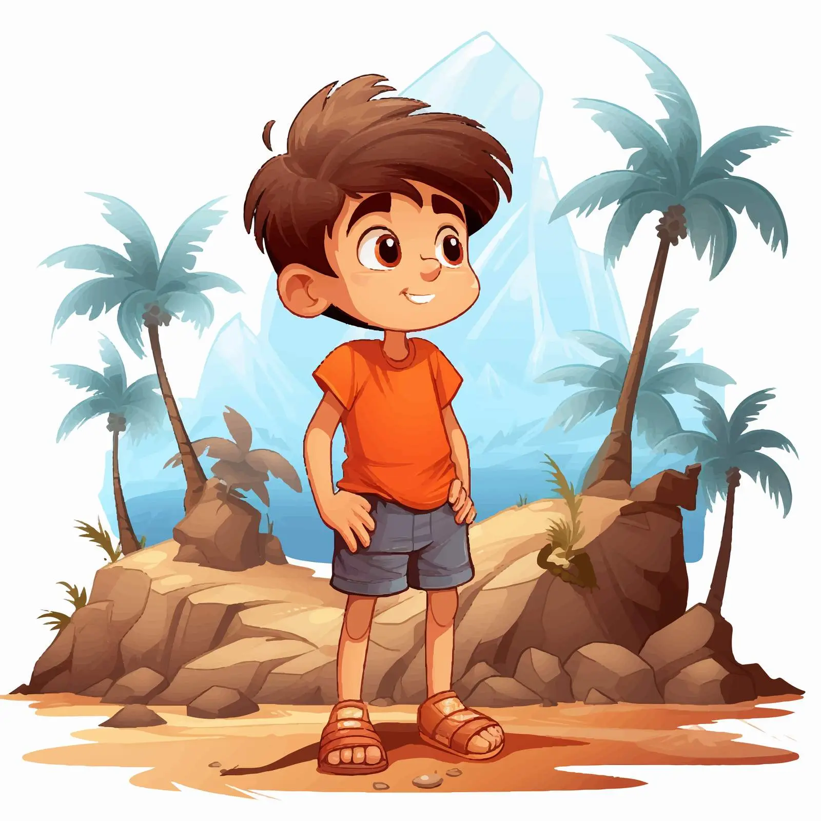 Cartoon Boy on Island Illustration — free download from Dotvec