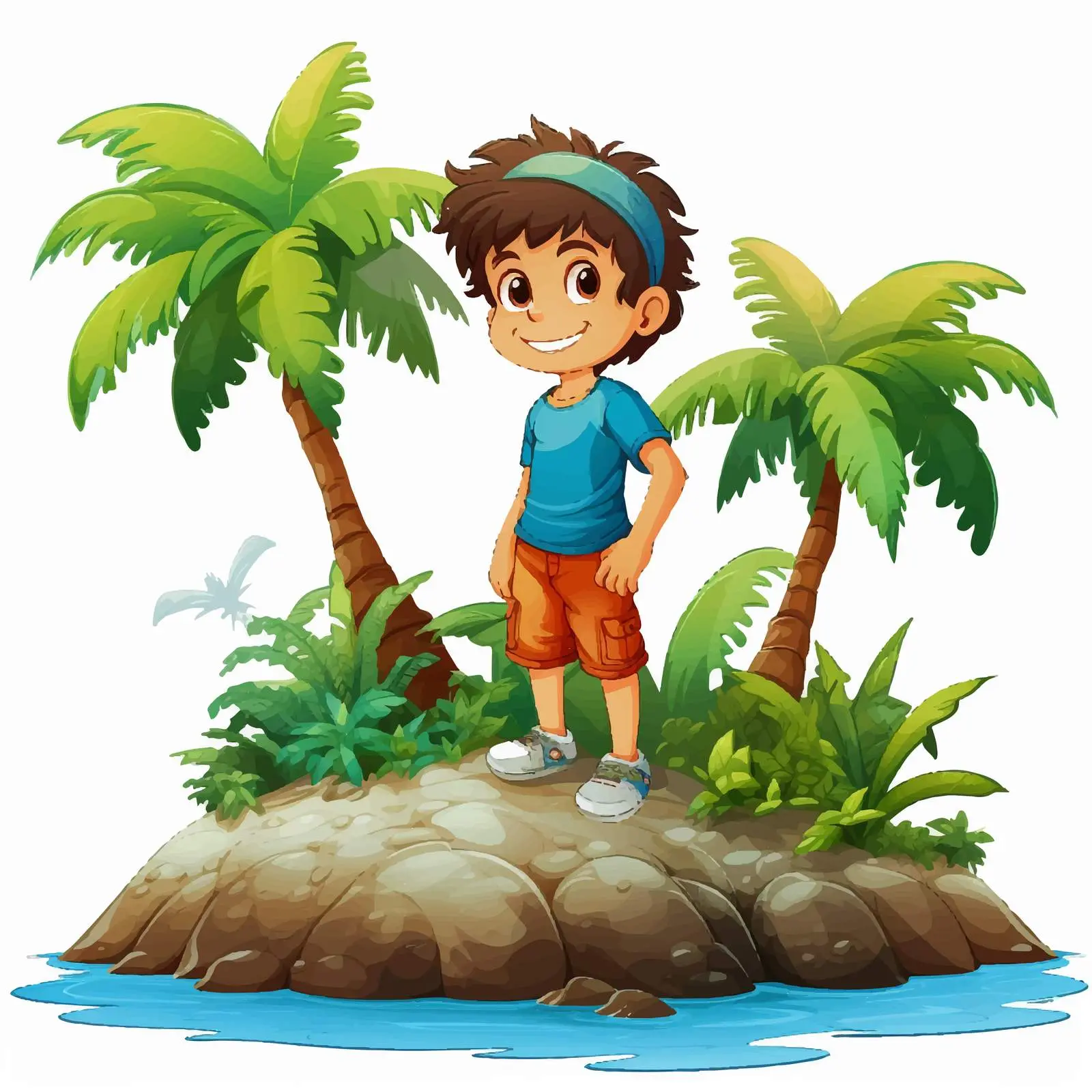 Boy Cartoon Vector on Island — free download from Dotvec