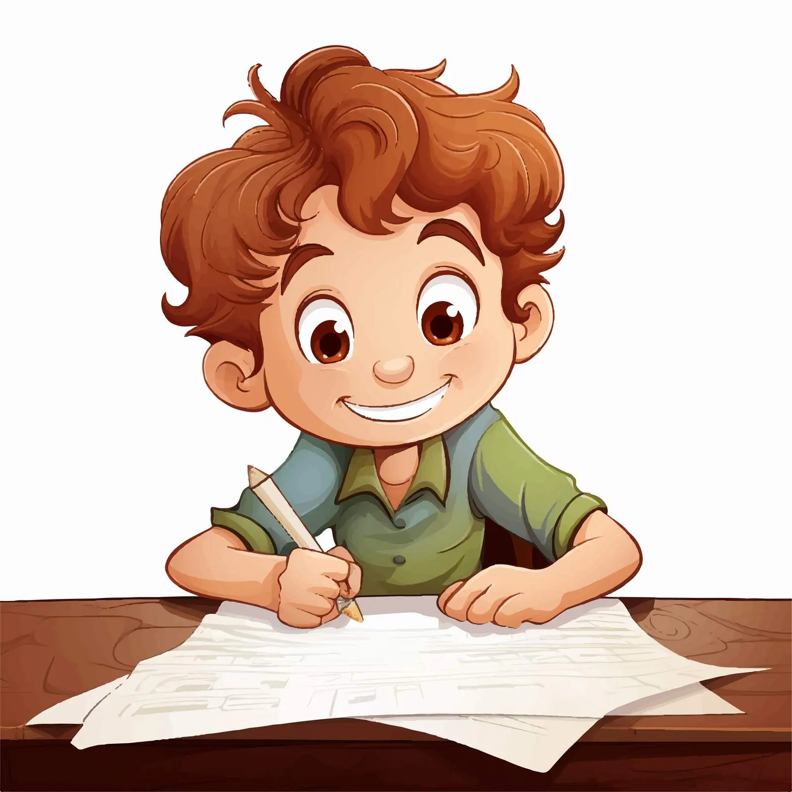 Cartoon Vector Illustration of a Boy on Paper — free download from Dotvec