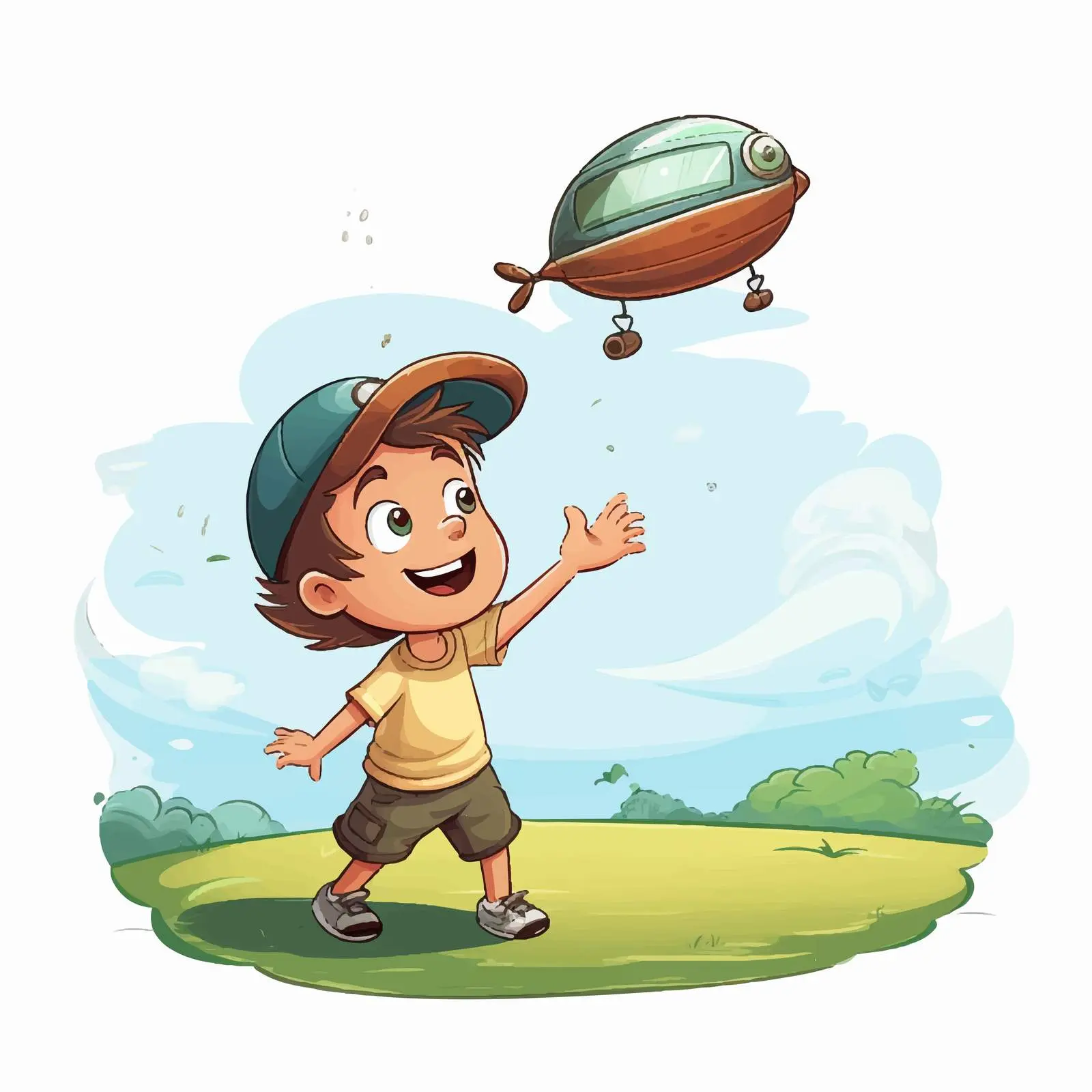 Boy Playing Golf with Blimp Vector Illustration — free download from Dotvec