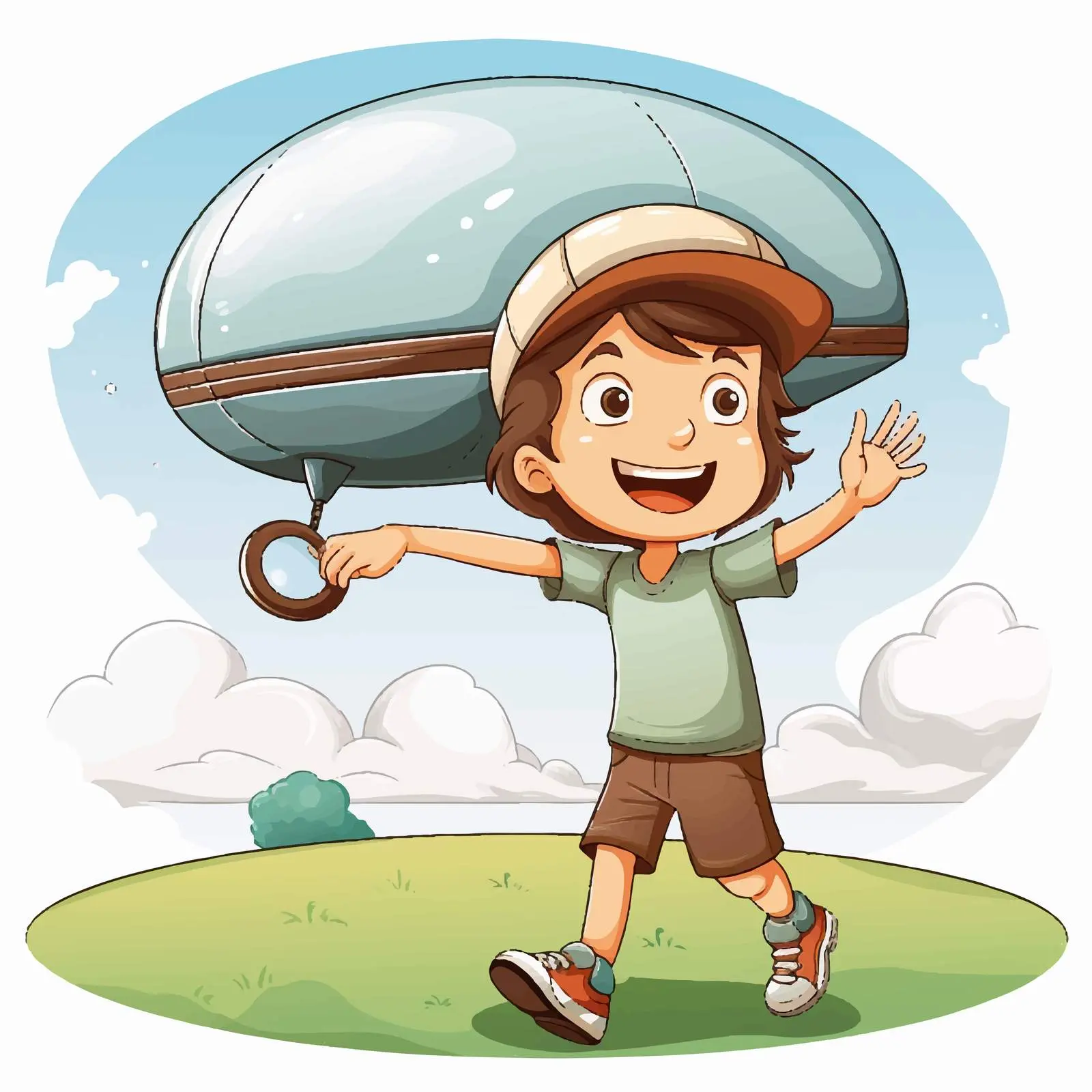 Boy Playing Golf with Blimp Illustration — free download from Dotvec