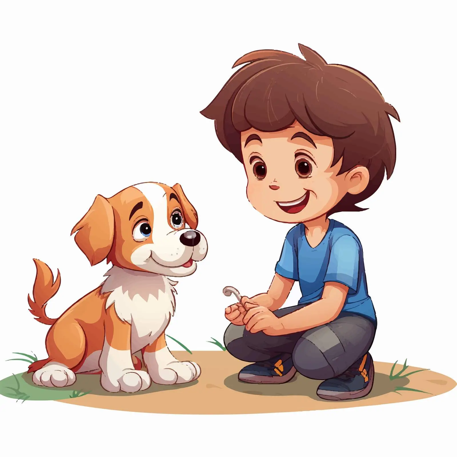 Boy Playing With Dog Vector Illustration — free download from Dotvec