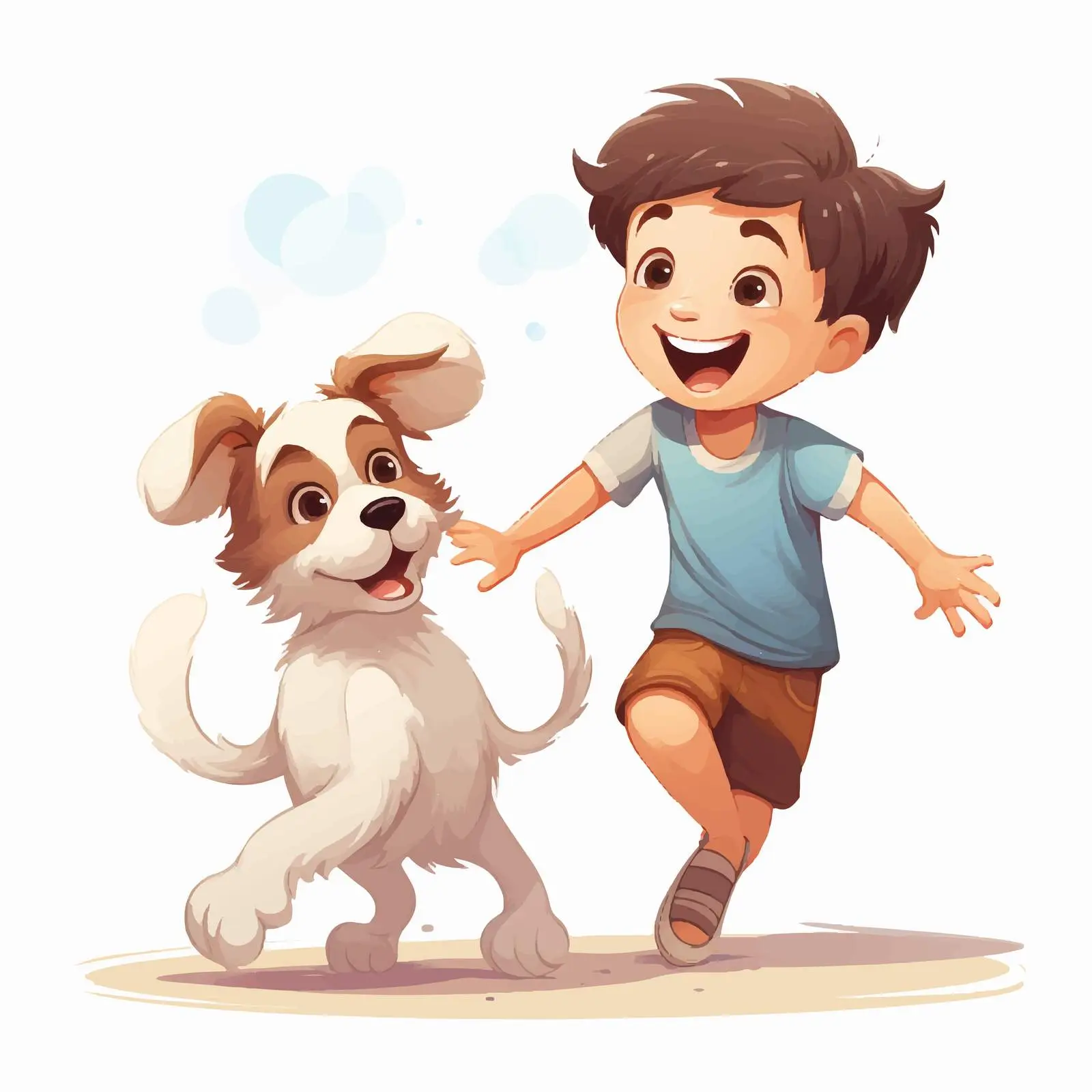 Boy Playing with His Dog Vector Illustration — free download from Dotvec