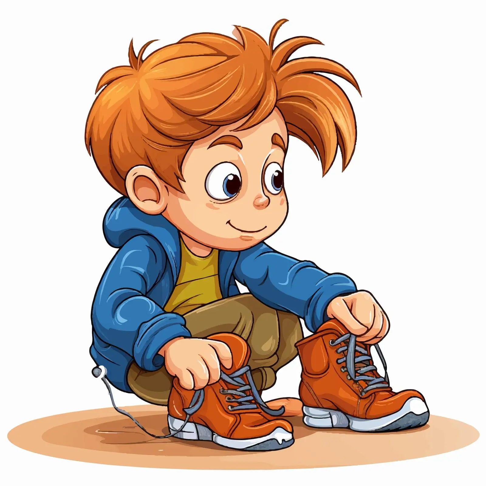 Boy Cartoon Illustration Putting On Shoes — free download from Dotvec