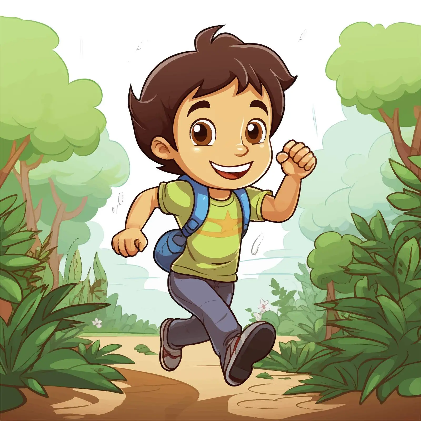 Boy Running in a Garden - Vector Illustration — free download from Dotvec
